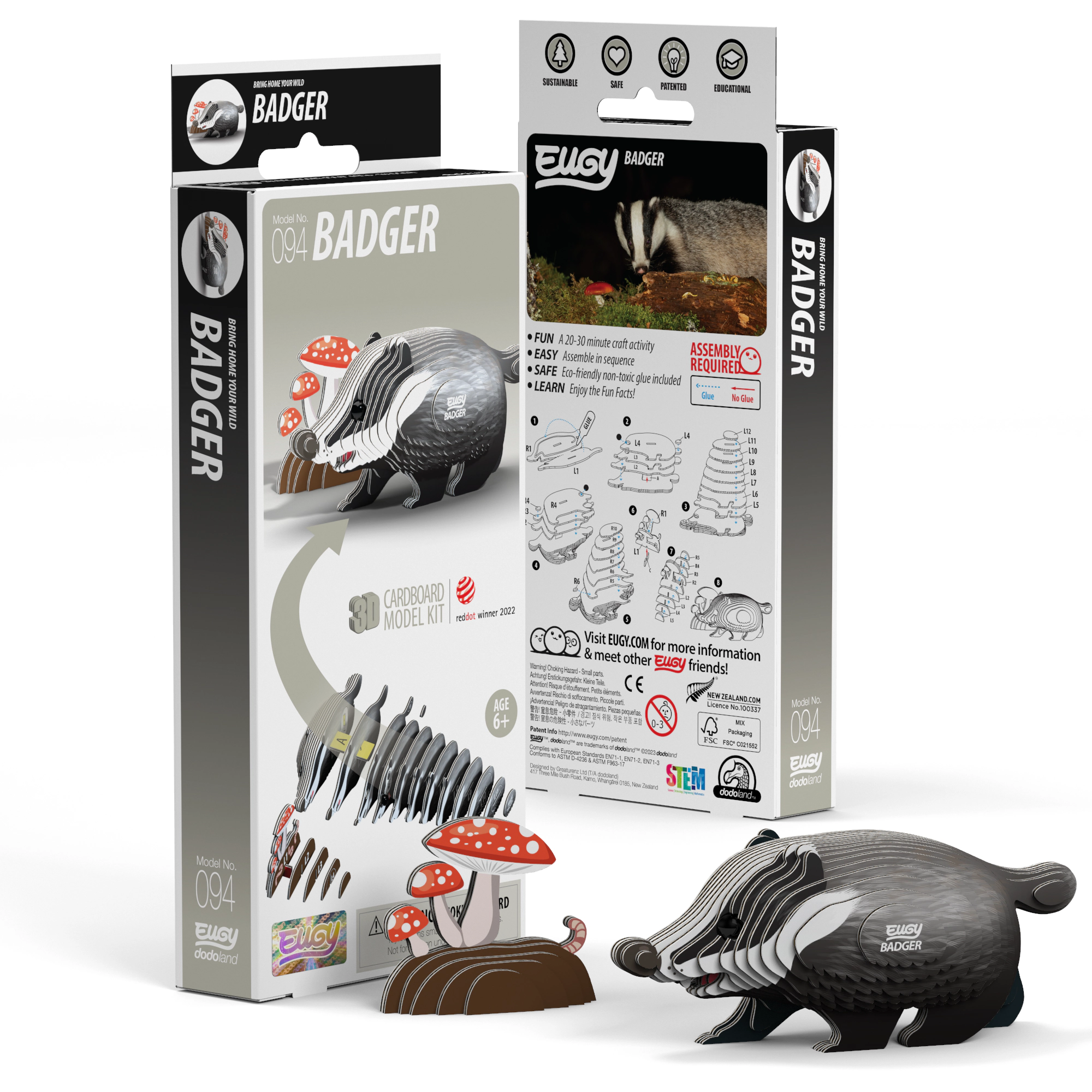 EUGY Badger 3D Puzzle - contains 35 puzzle pieces