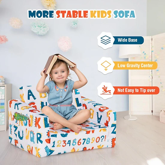 Hivvago 2-In-1 Convertible Kids Sofa With Velvet Fabric