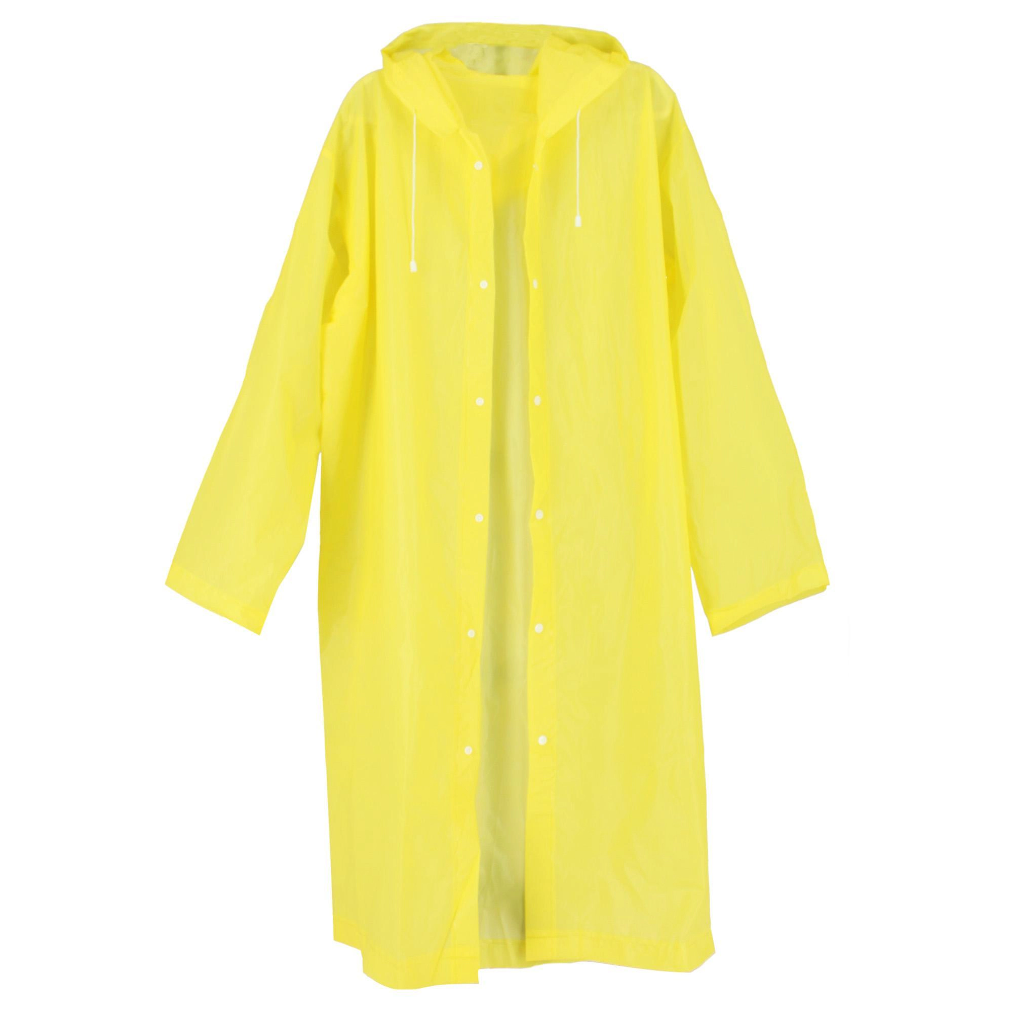 CTM Adult Yellow One Size Hooded Rain Coat Reusable PEVA by 888