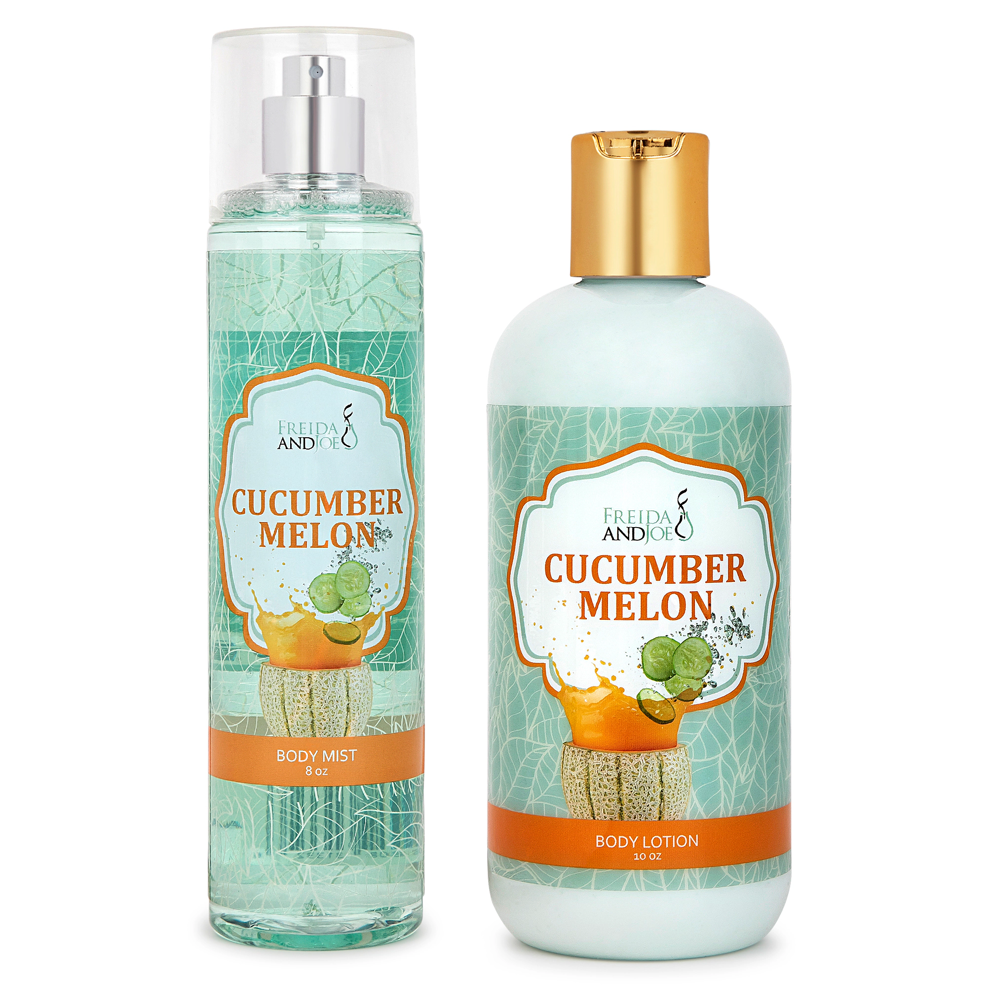 Freida and Joe Womens 10oz Deep Moisturizing Fragrance Body Lotion & 8 oz in Cucumber Scent