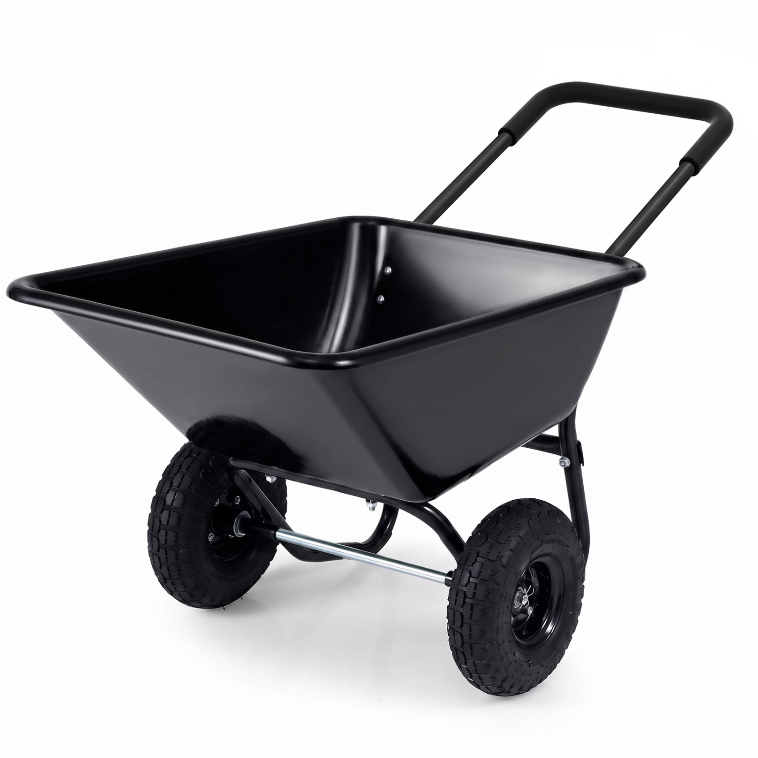LJG Dual-Wheel Wheelbarrow Garden Utility Cart with Pneumatic Tires