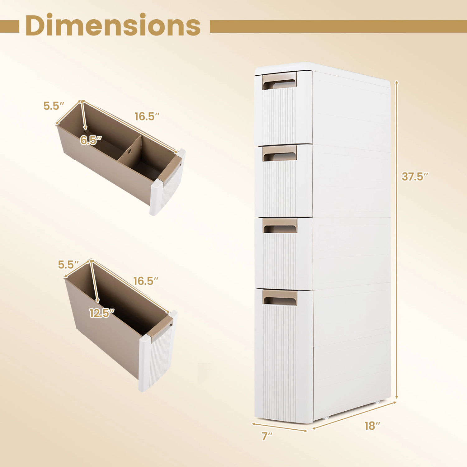 SlickBlue -Drawer Slim Storage Cabinet
