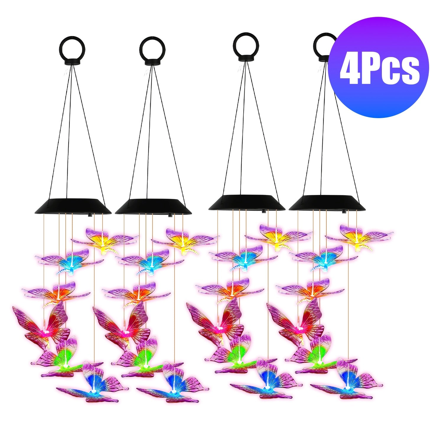 GBruno Solar Butterfly Wind Chimes 7-Color Changing