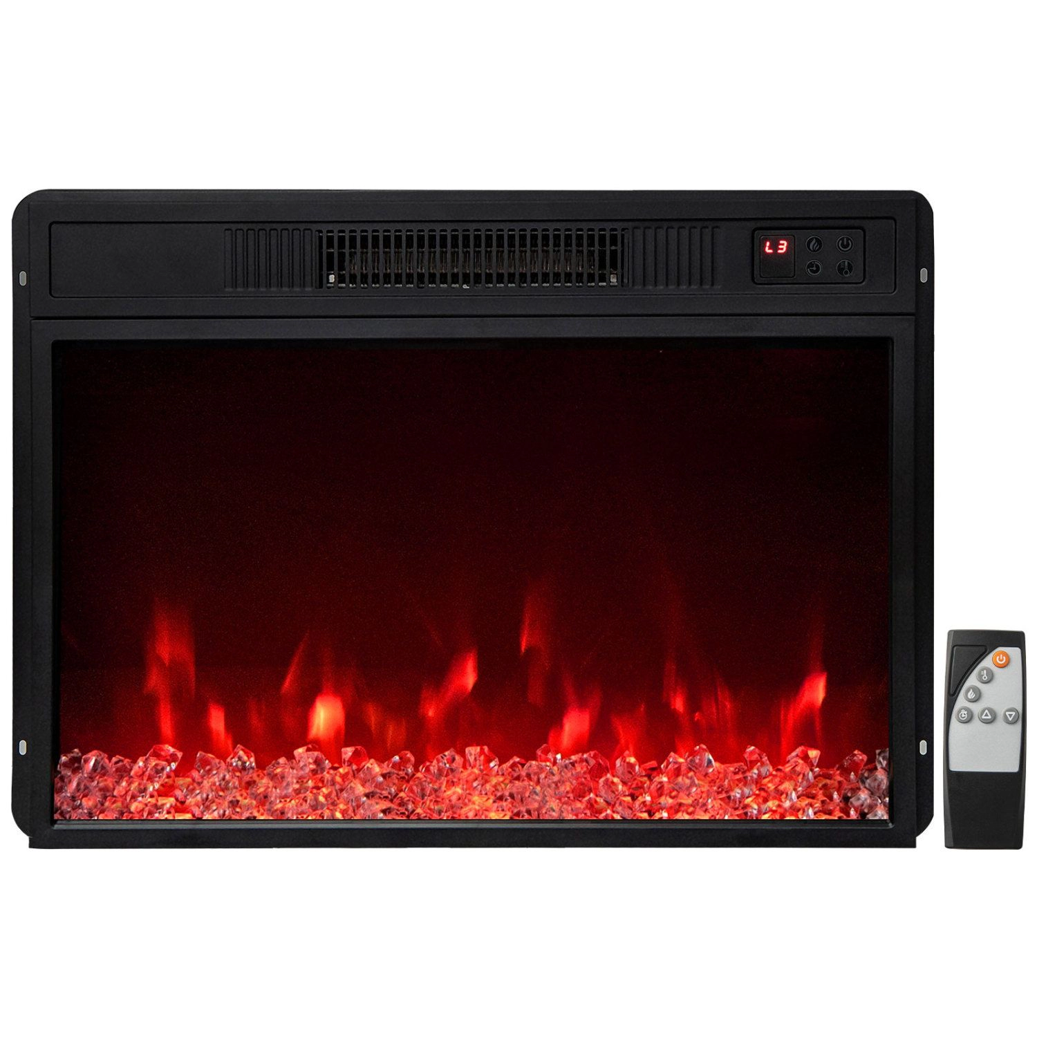SlickBlue Black Electric Fireplace Heater Insert, 5000 BTU, 9 Flame Colors, Remote Control