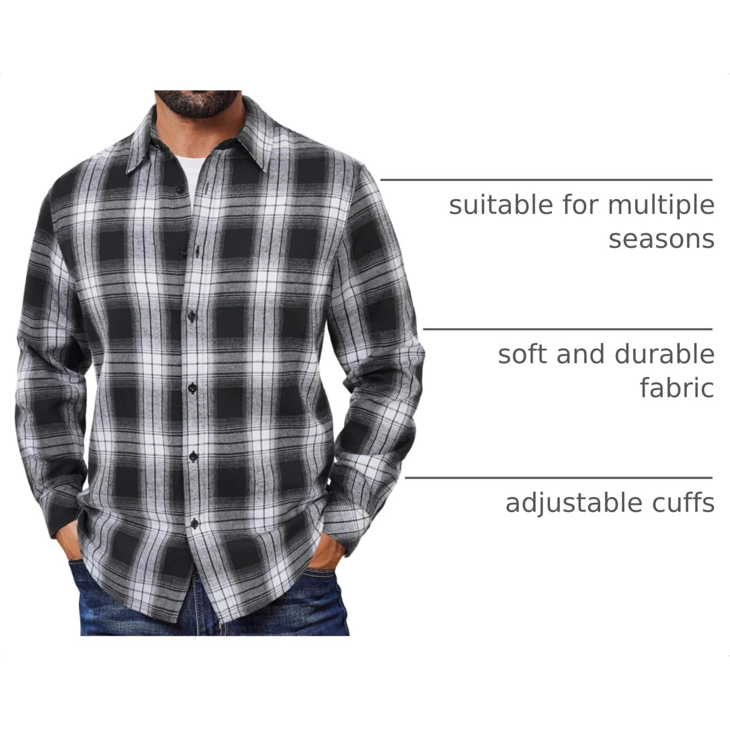 COOFANDY Men's Regular Fit Long Sleeve Flannel Shirt