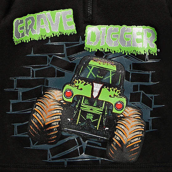 Monster Jam Boys' Half Zip Fleece Hooded Sweatshirt