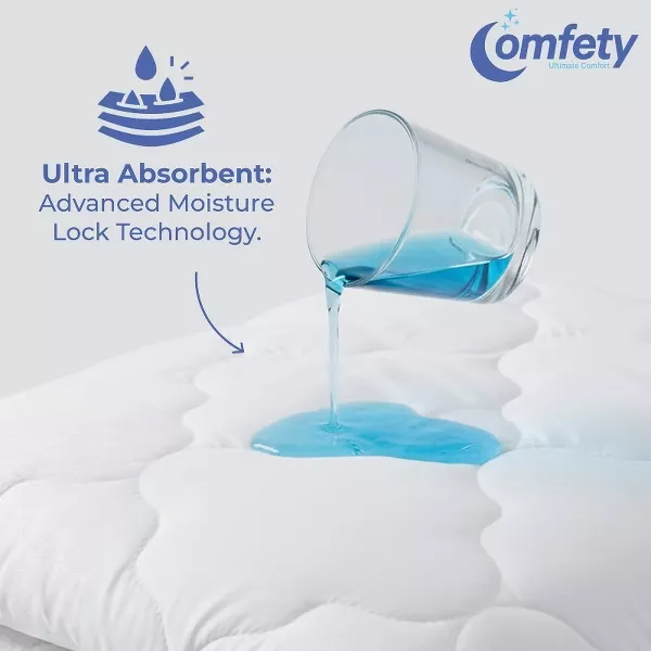 Comfety Waterproof Mattress Pad, Soft Hypoallergenic Bamboo Viscose Fitted Mattress Cover, Breathable Cooling Cover