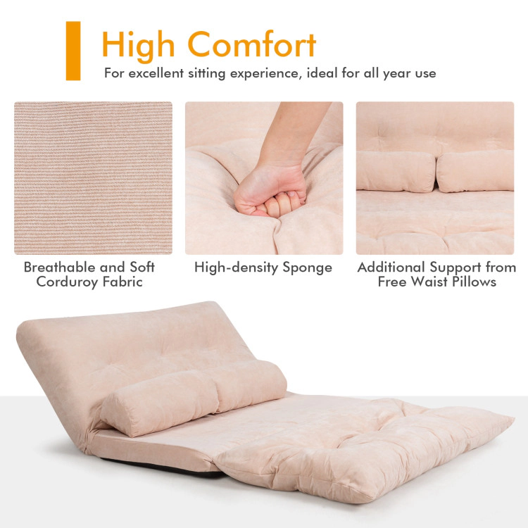 Hivvago 6-Position Adjustable Sleeper Lounge Couch With 2 Pillows