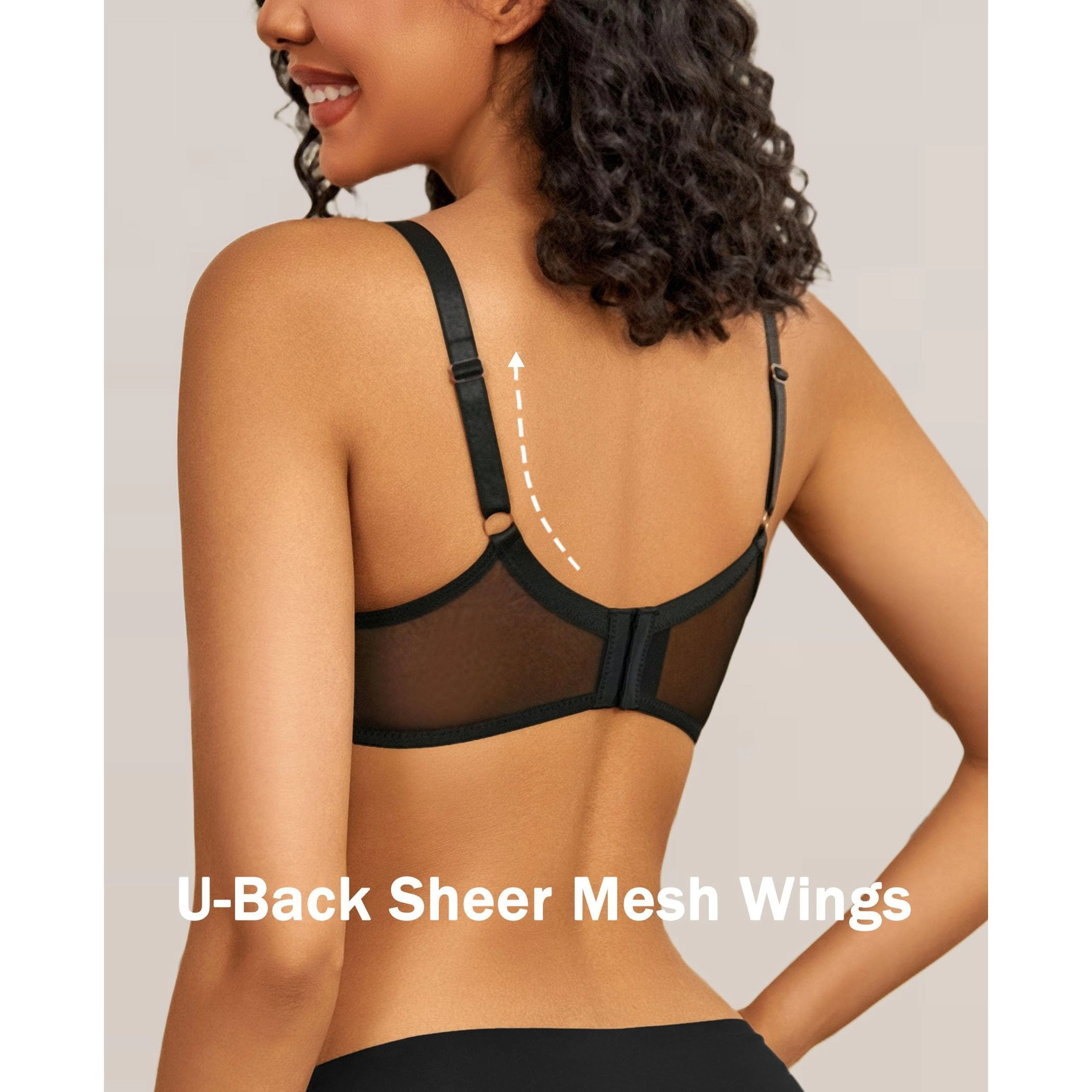 Avidlove Women's Lace Unlined V Neck Mesh Non-Padded Bra