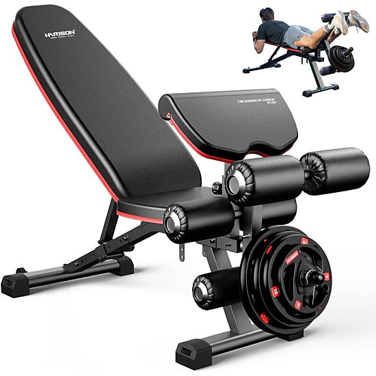 HARISON Adjustable Weight Bench for Home Gym with Leg Extension, Full ...
