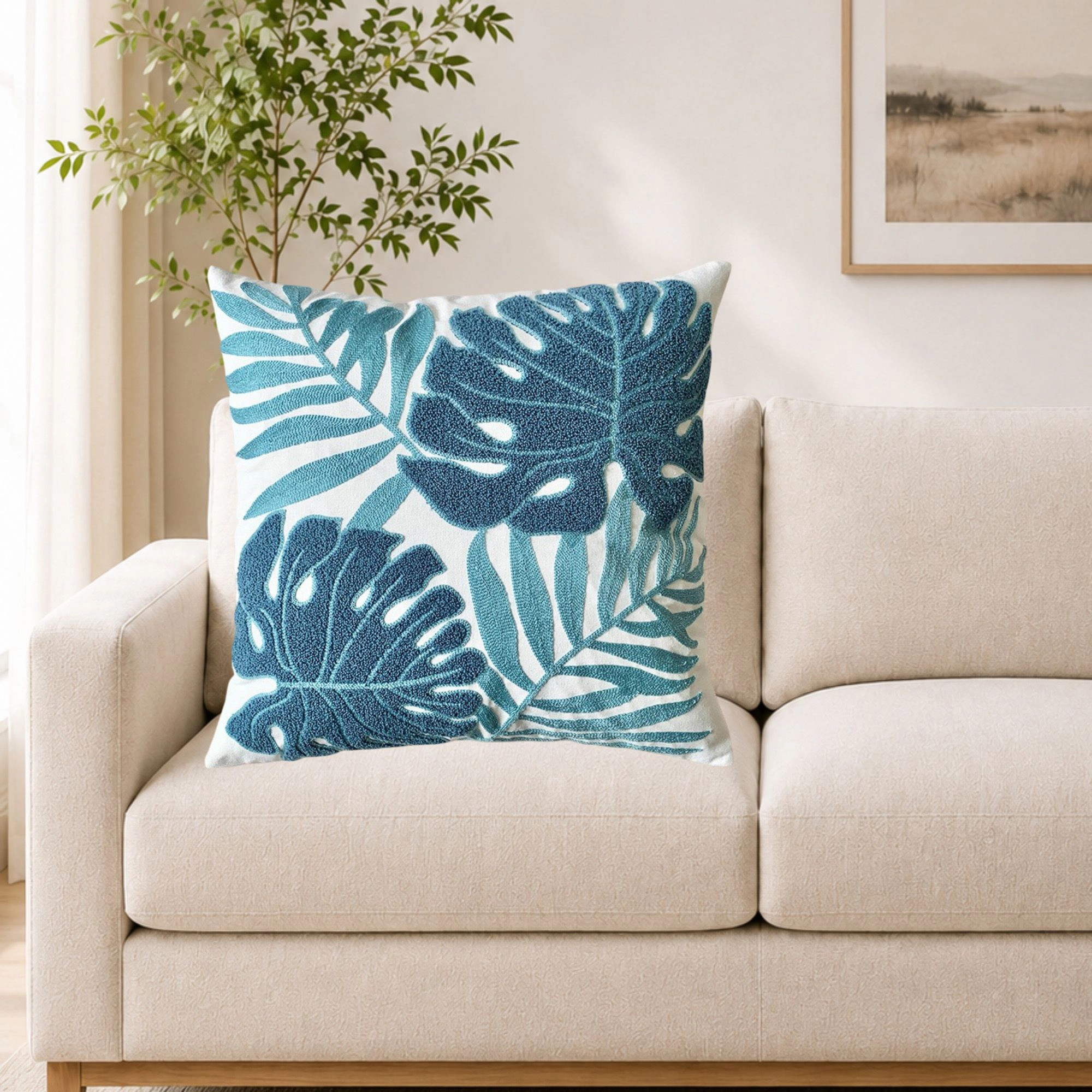 Alilang Unisex Canvas Throw Pillow 17.7*17.7 Mixed Leaf Towel Design