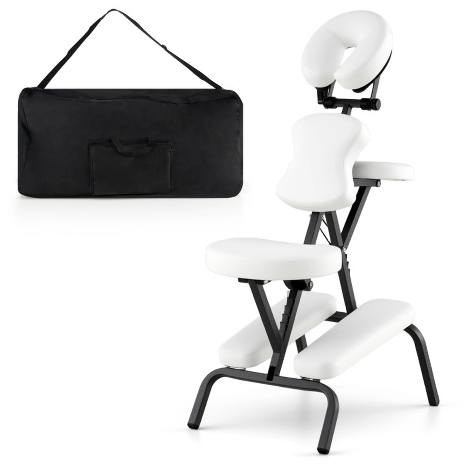 SUGIFT White Folding Portable Massage Chair with Carrying Bag 19-in W 30-in D 45-in H 350-lb Seat Capacity