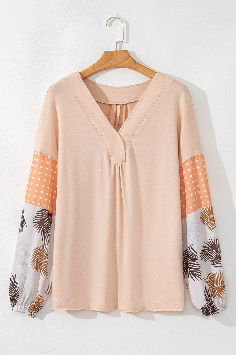 Threaded Pear Women's Alora Palm Leaves Polka Dot Loose Blouse