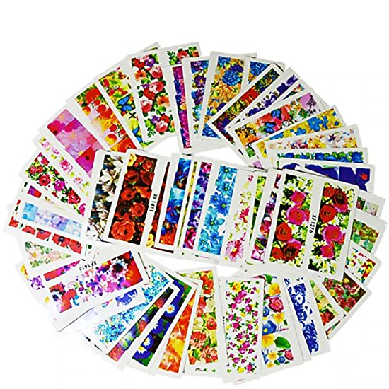 Wrapables Flowers Water Slide Nail Art Decals Water Transfer Nail Decal Sheets (50 sheets)