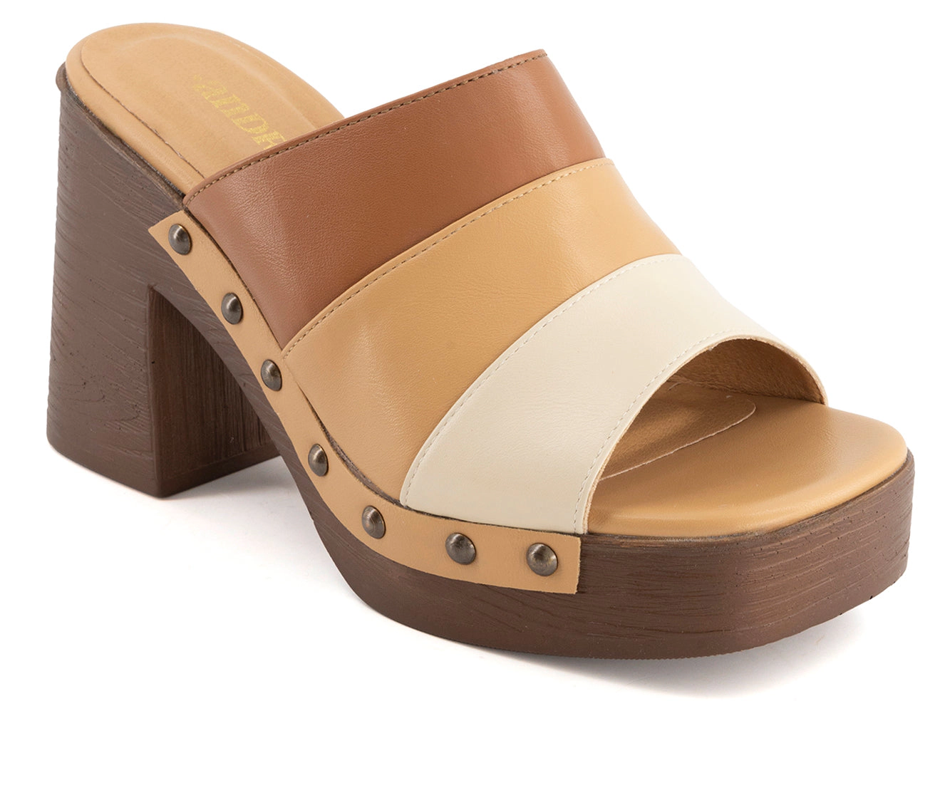 Andrea Womens Heeled Slide Sandals With Upper
