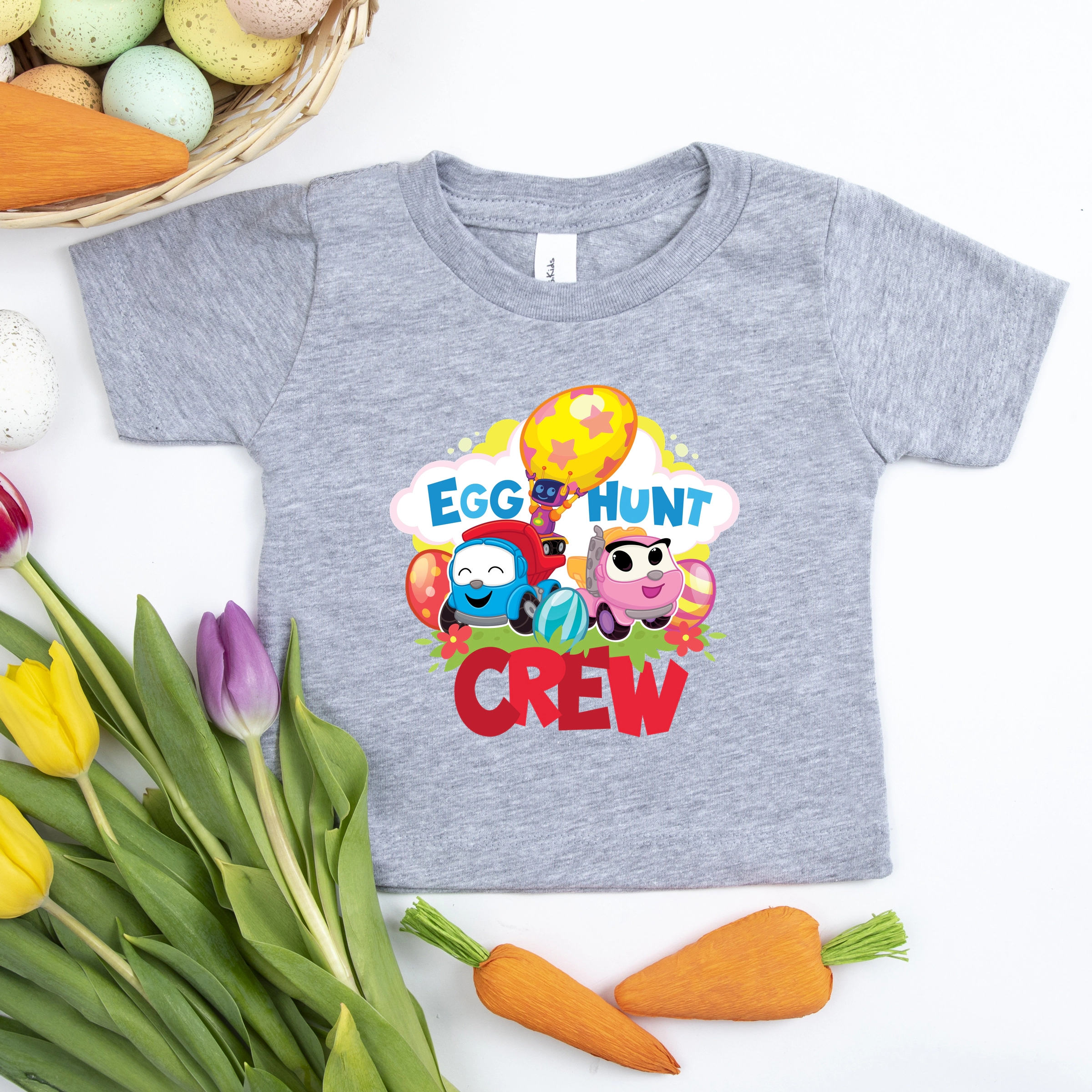 the Juniper Shop - Toddler Short Sleeve Graphic T-Shirt Leo Truck Egg Hunt Crew