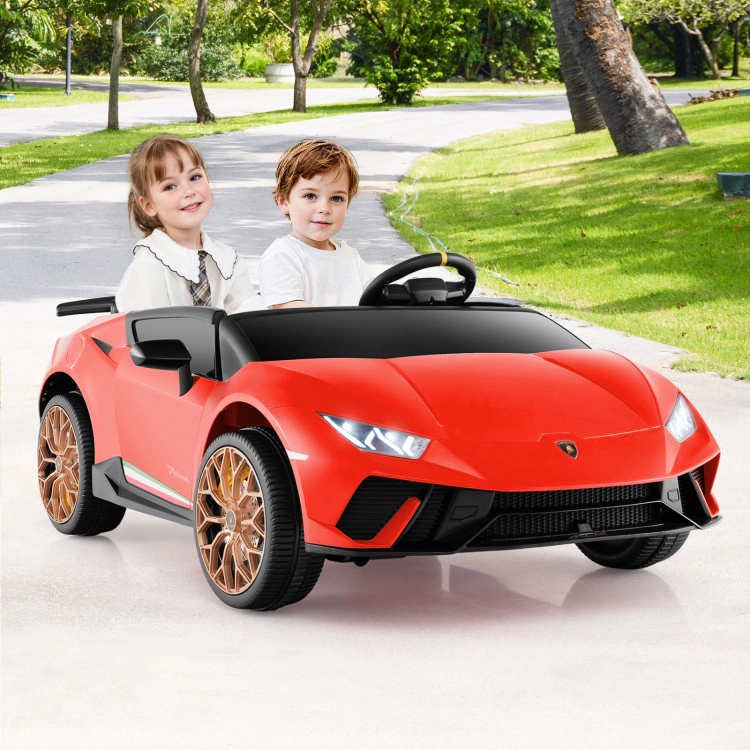 Hivvago 24V Ride-on Car for Kids 4WD 2-Seater Licensed Lamborghini Electric Vehicles with Music