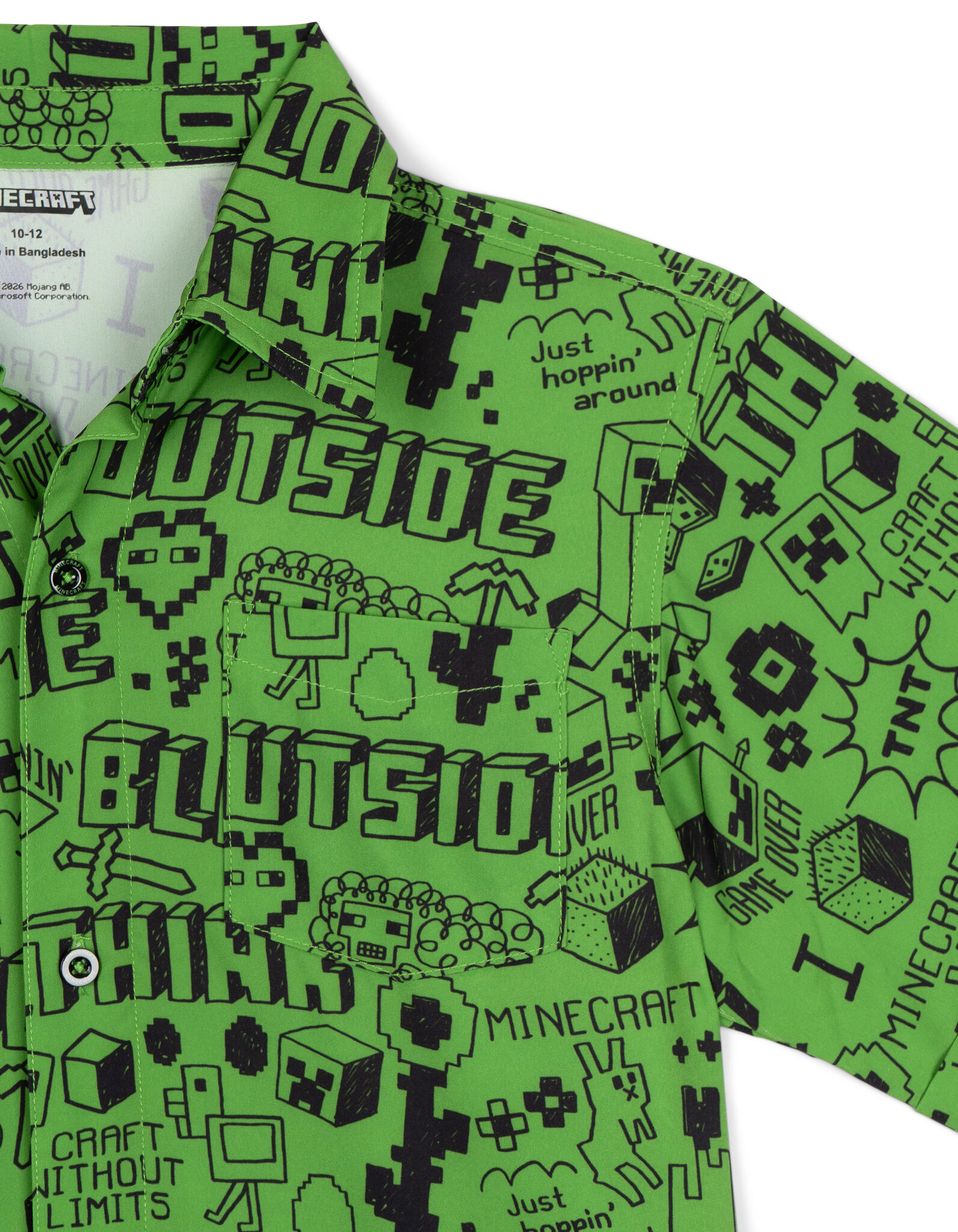 Minecraft Creeper Boys' Swimwear Camp Shirt and Swim Trunks Set