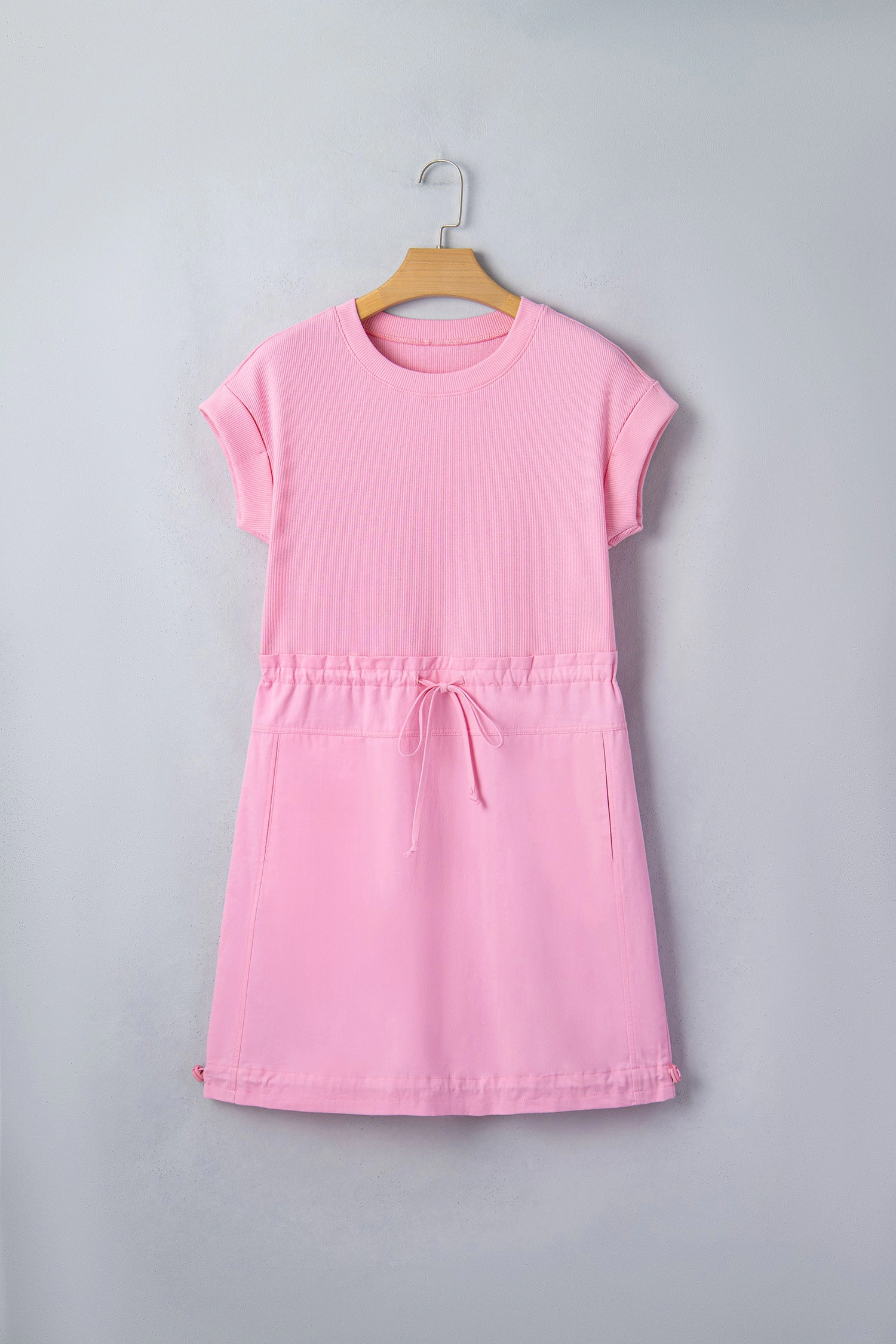 Threaded Pear Womens Ayra Patchwork Drawstring Mini Dress