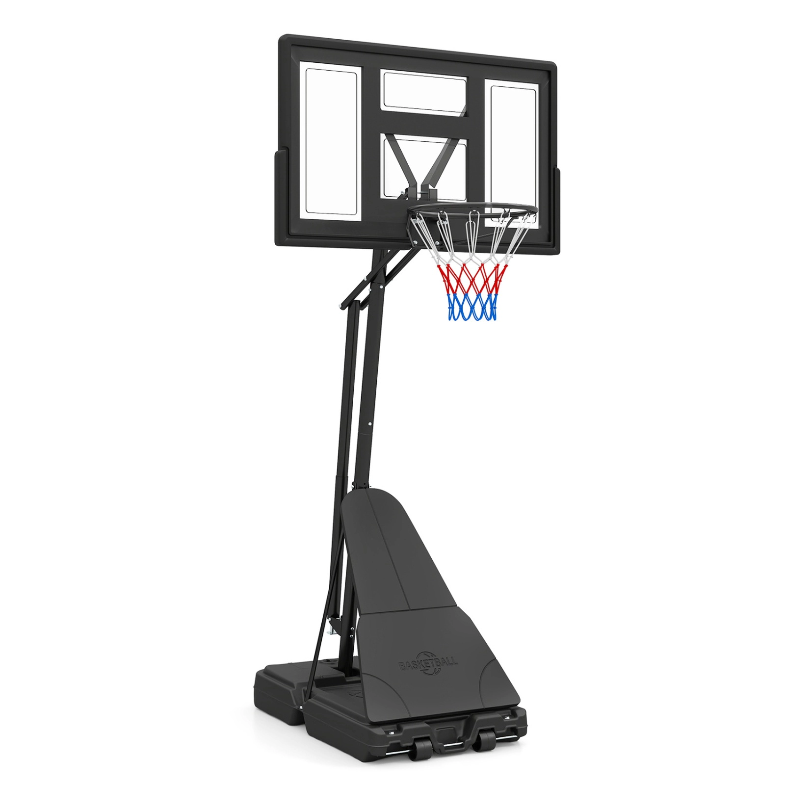 SUGIFT Tool-Free Height Basketball Goal System 7.7-10 ft Rim Height with 43-in Backboard and Fillable Base Black