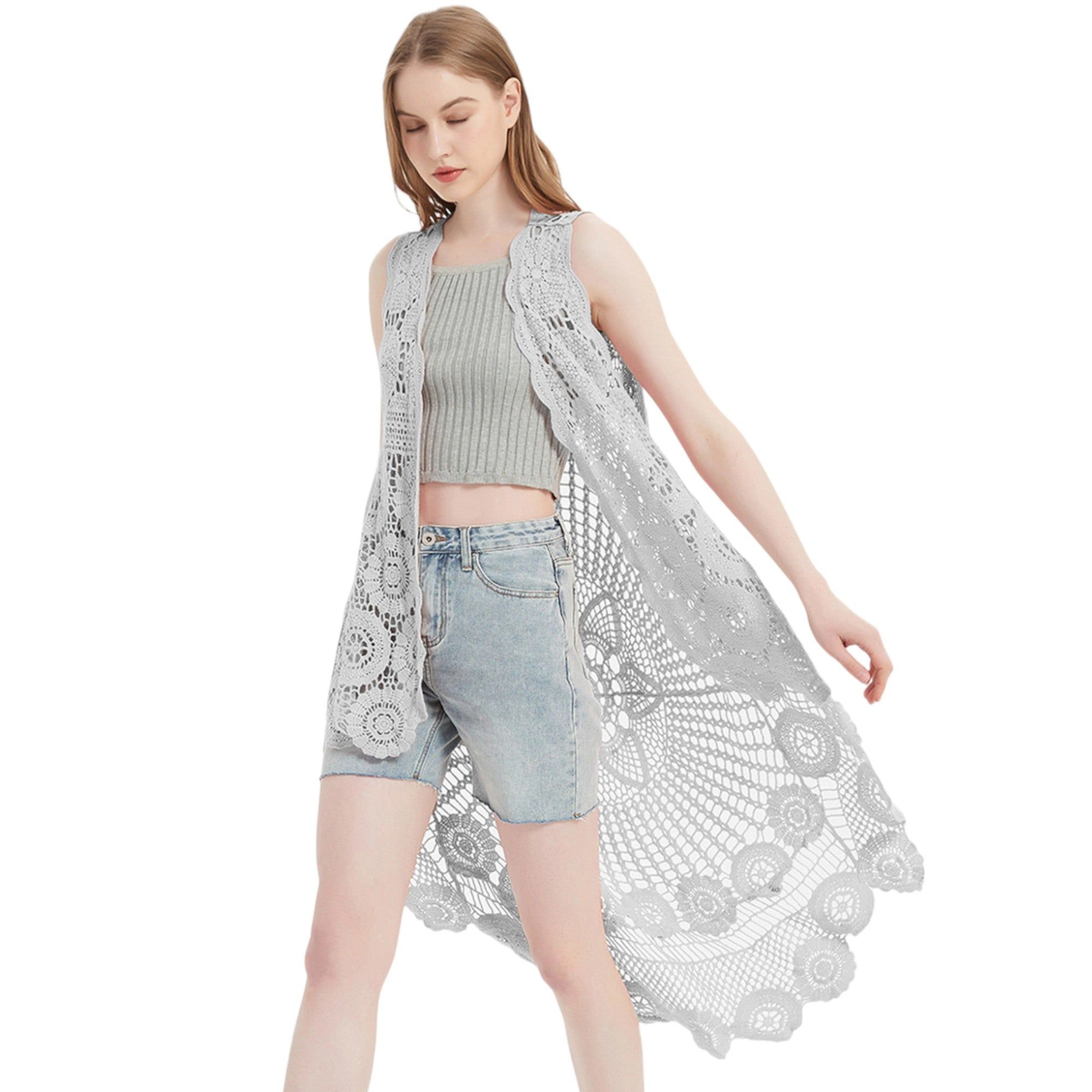 Anna-Kaci Women's Bohemian Crochet Lace Vest