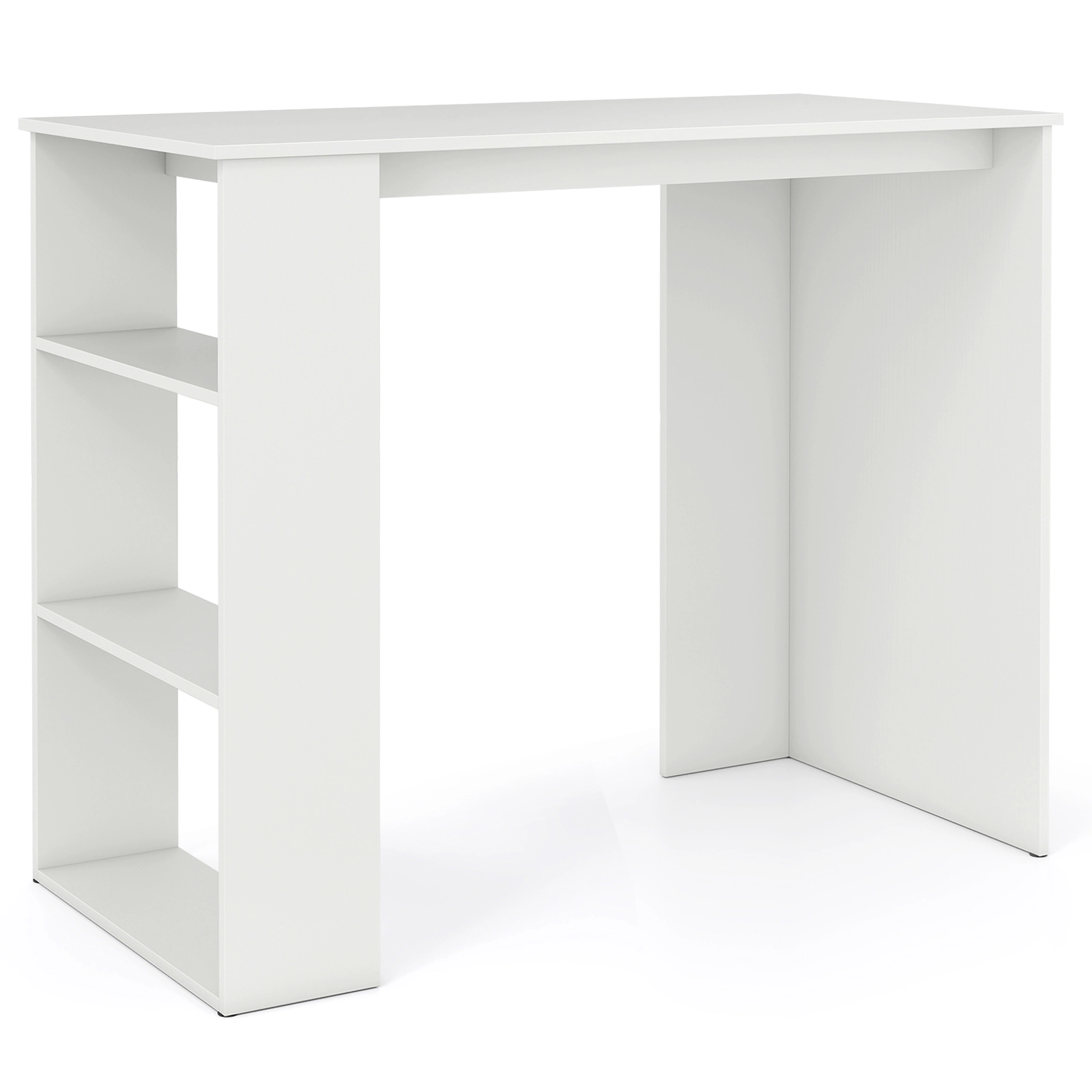 SUGIFT 35.5 in Computer Desk White with Side Bookshelf for Small Spaces