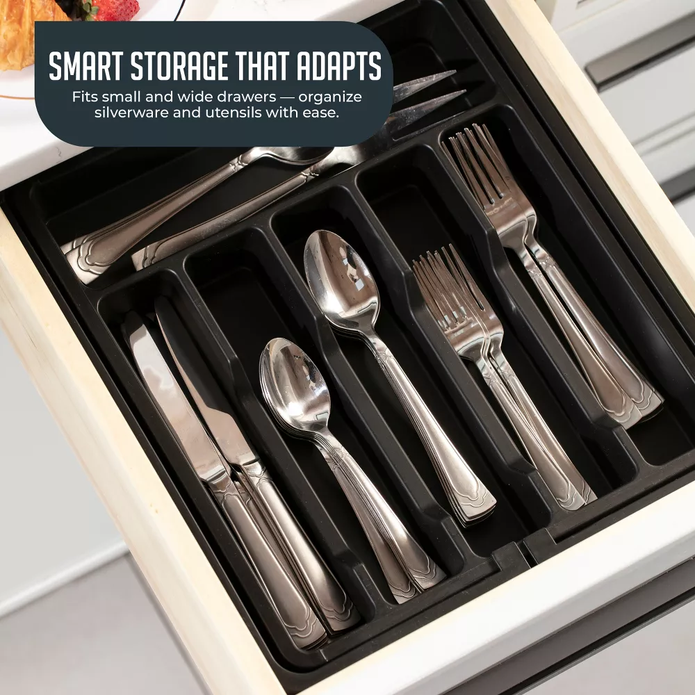 Luminuxe Expandable Silverware and Utensil Drawer Organizer with 8 Compartments - Space-Saving Storage Solution