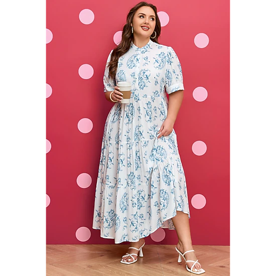 Threaded Pear Women's Milana Short Sleeve Maxi PLUS Dress