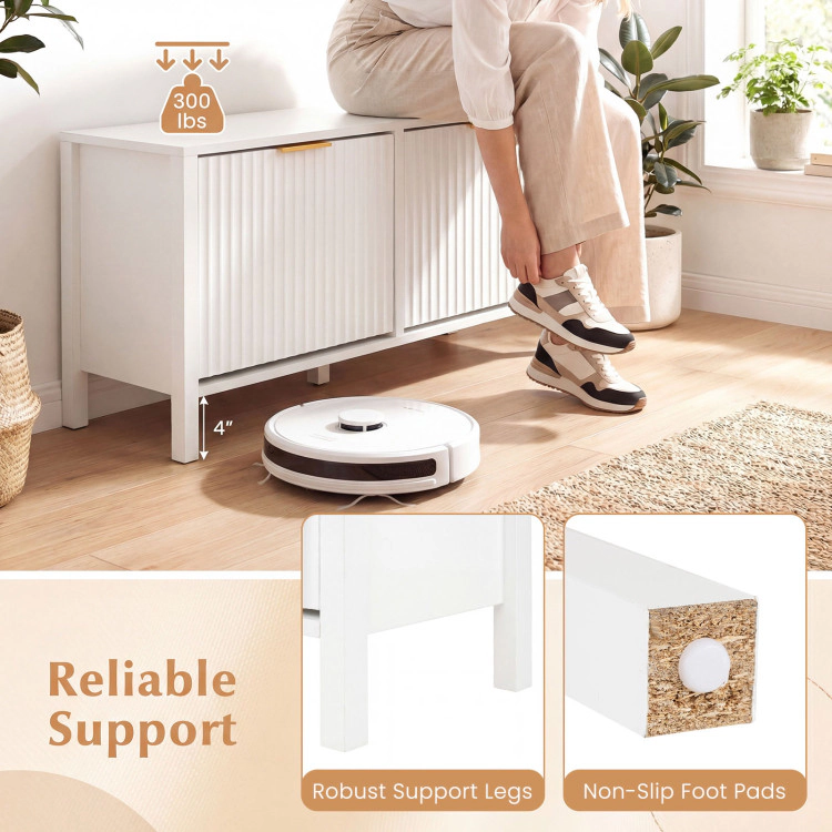 Hivvago Shoe Storage Bench Narrow Wooden Entryway Bench with 2 Flip Drawers