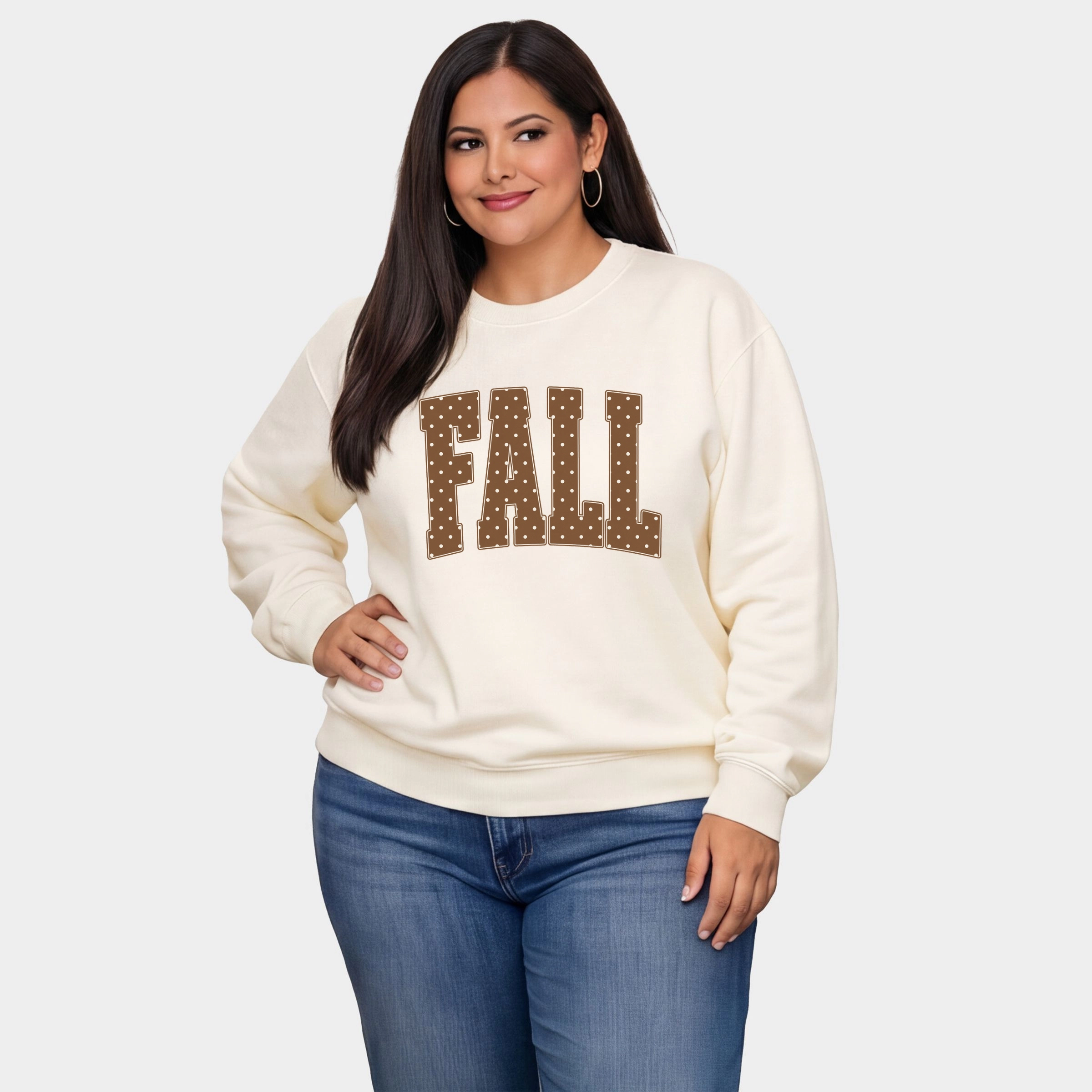 Simply Sage Market - Women's Plus Sweatshirt Fall Polka Dots Arched
