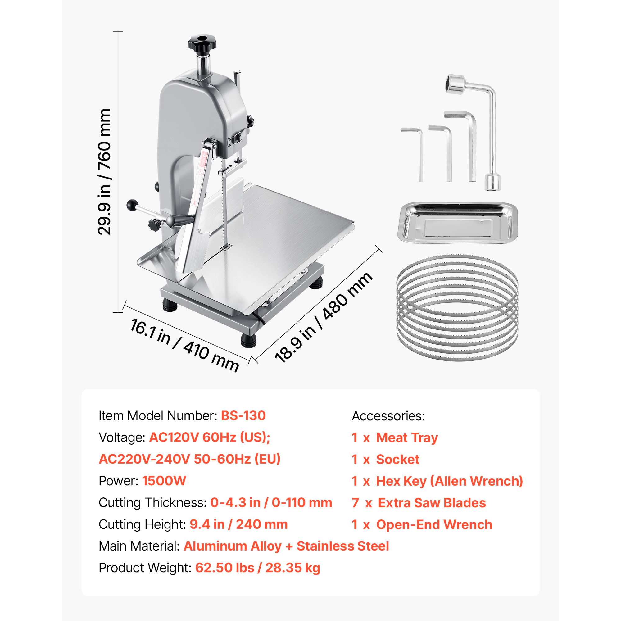 HONGGE Electric Meat Bandsaw Bone Machine with for Bone Meat