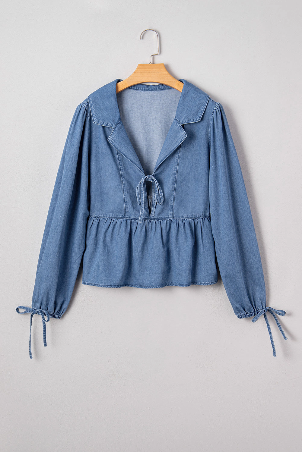 Threaded Pear Women's Emmy Sleeve Tied Peplum Top