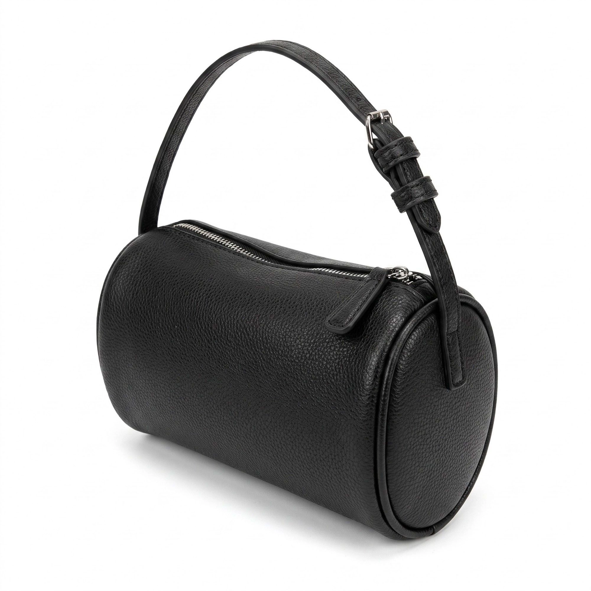 Alilang Women's Barrel Shoulder Bag with Adjustable Strap and Top Zipper Closure 7.5x4.5x3in