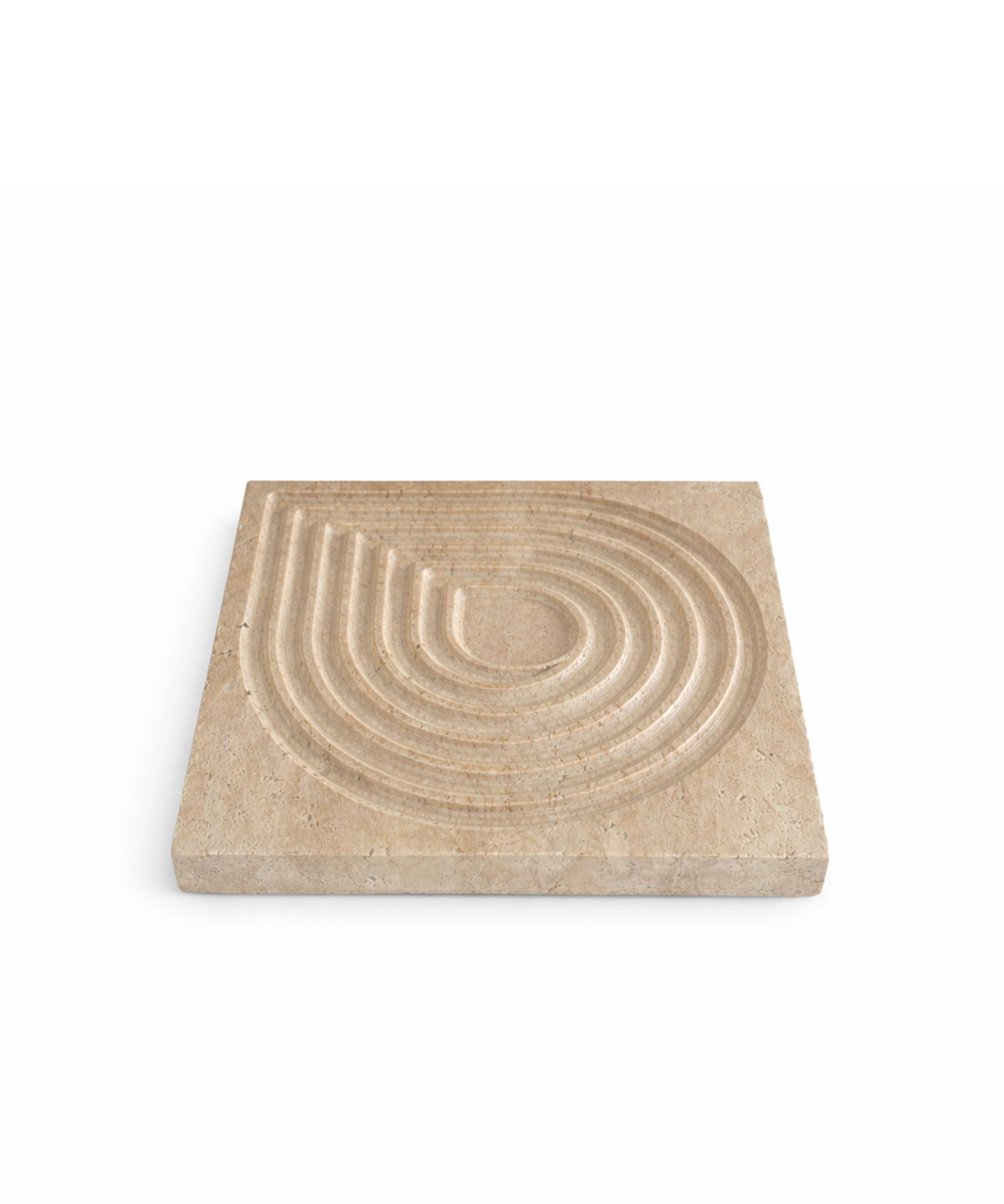 Bursera Form Travertine Tray, Beige Natural Stone Catchall