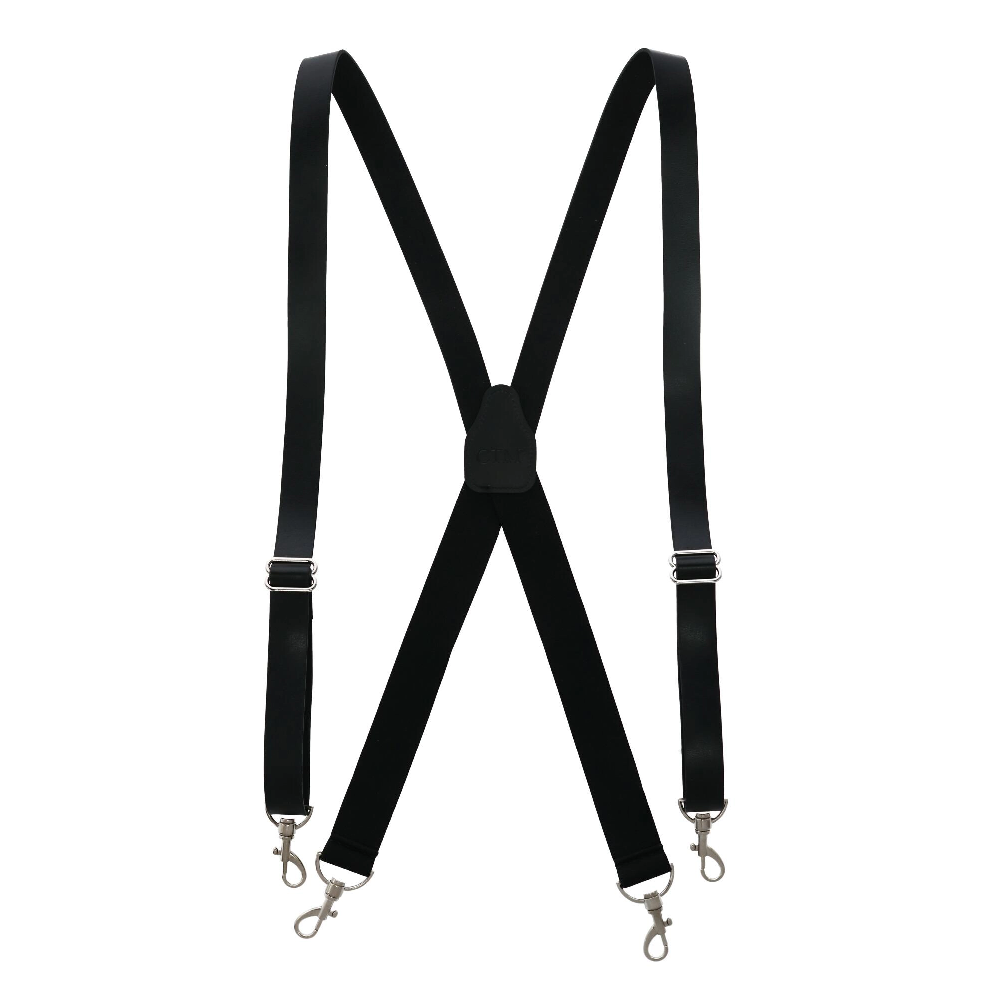CTM Men's Smooth Coated Leather Suspenders with Metal Swivel Hook Ends