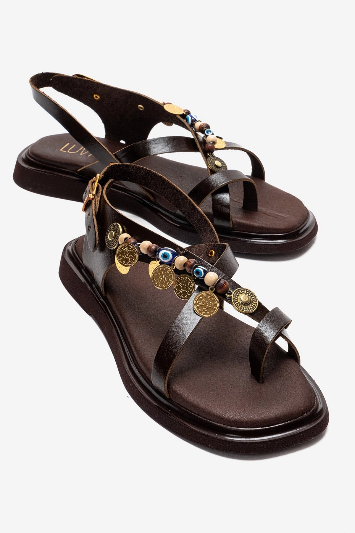 Forever & Always Womens Hush Leather Beaded Sandals