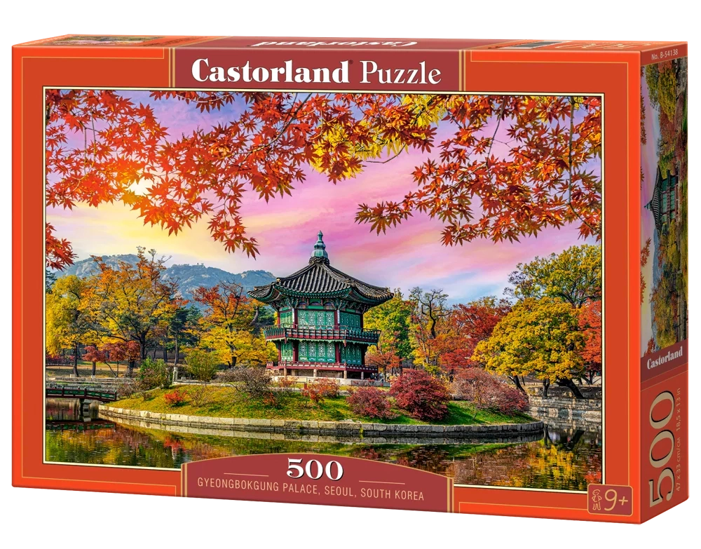 CASTORLAND 500 Piece Jigsaw Puzzles, Gyeongbokgung Palace, Seoul, South Korea, Autumn Leaves, Fall Scenery, B-54138