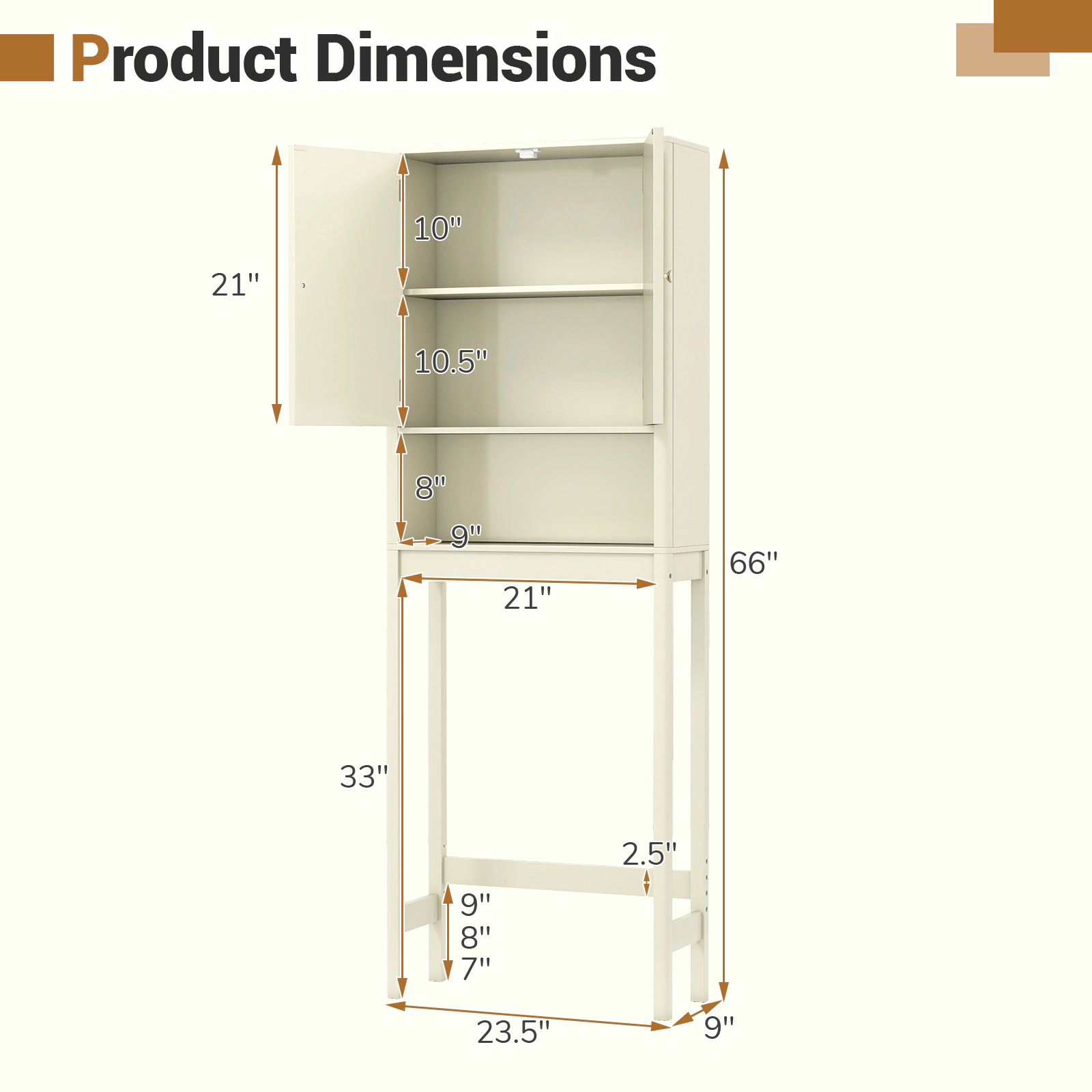 Slickblue Over The Toilet Bathroom Storage Cabinet with Fluted Doors and Adjustable Shelf