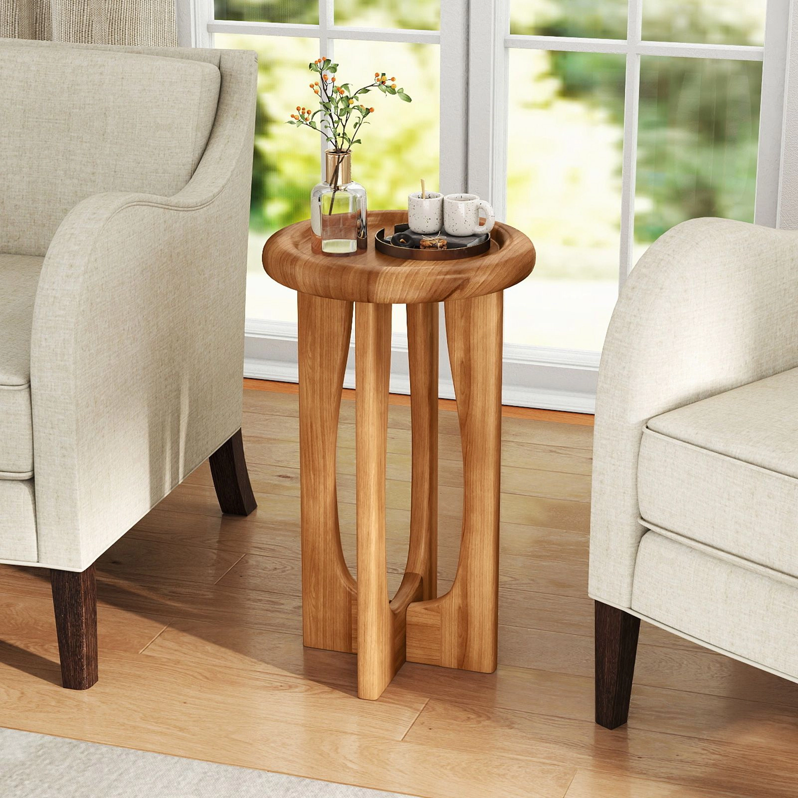 SlickBlue Outdoor Mahogany Side Table with 110 lb Weight Capacity
