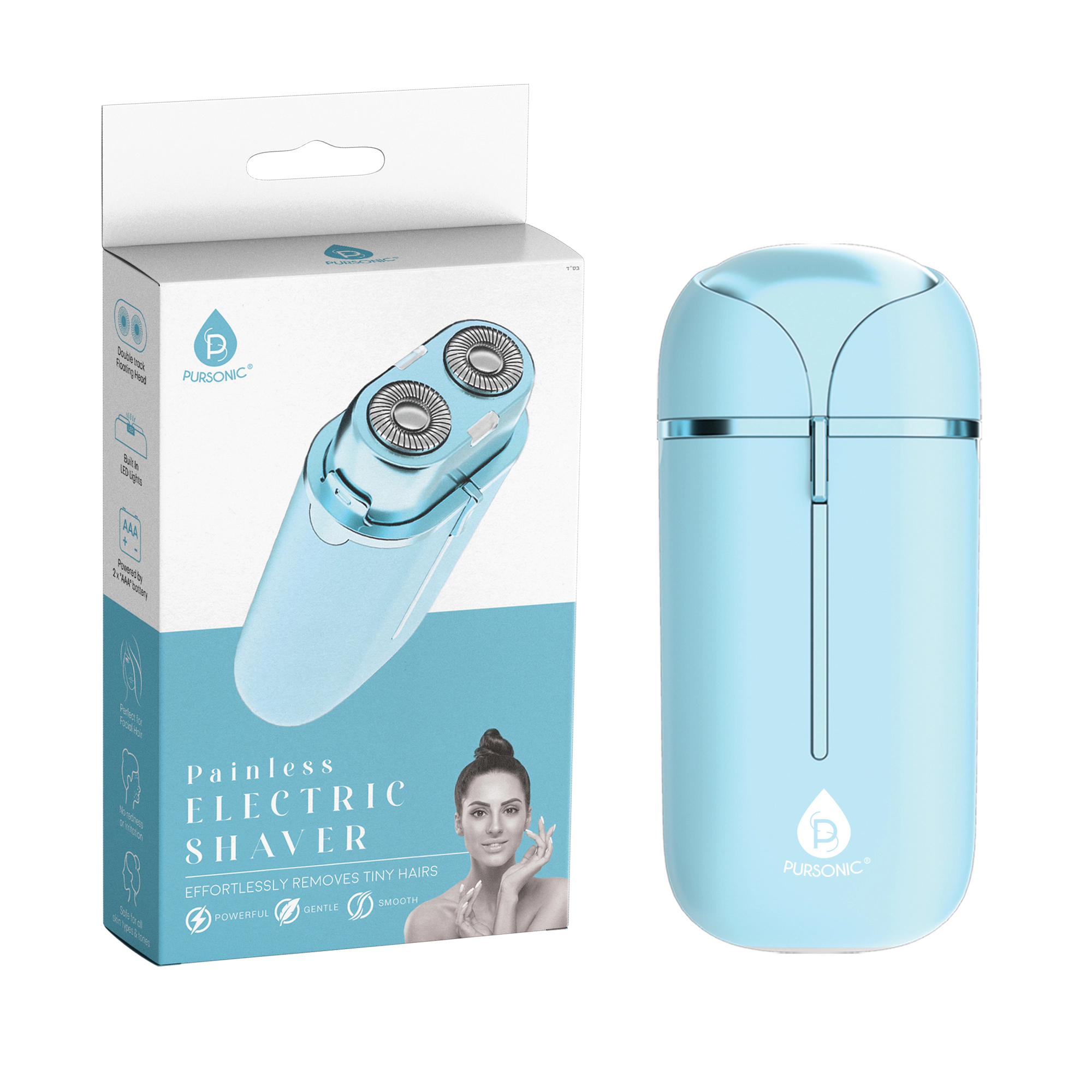 Pursonic Women’s Painless Facial Hair Removal Electric Shaver – Rechargeable LED Light Shaver
