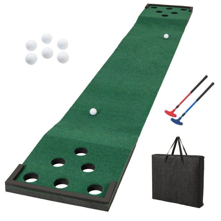 SUGIFT 2 Adjustable Putters and 6 Balls 11 ft Indoor Outdoor Putting Green Mat