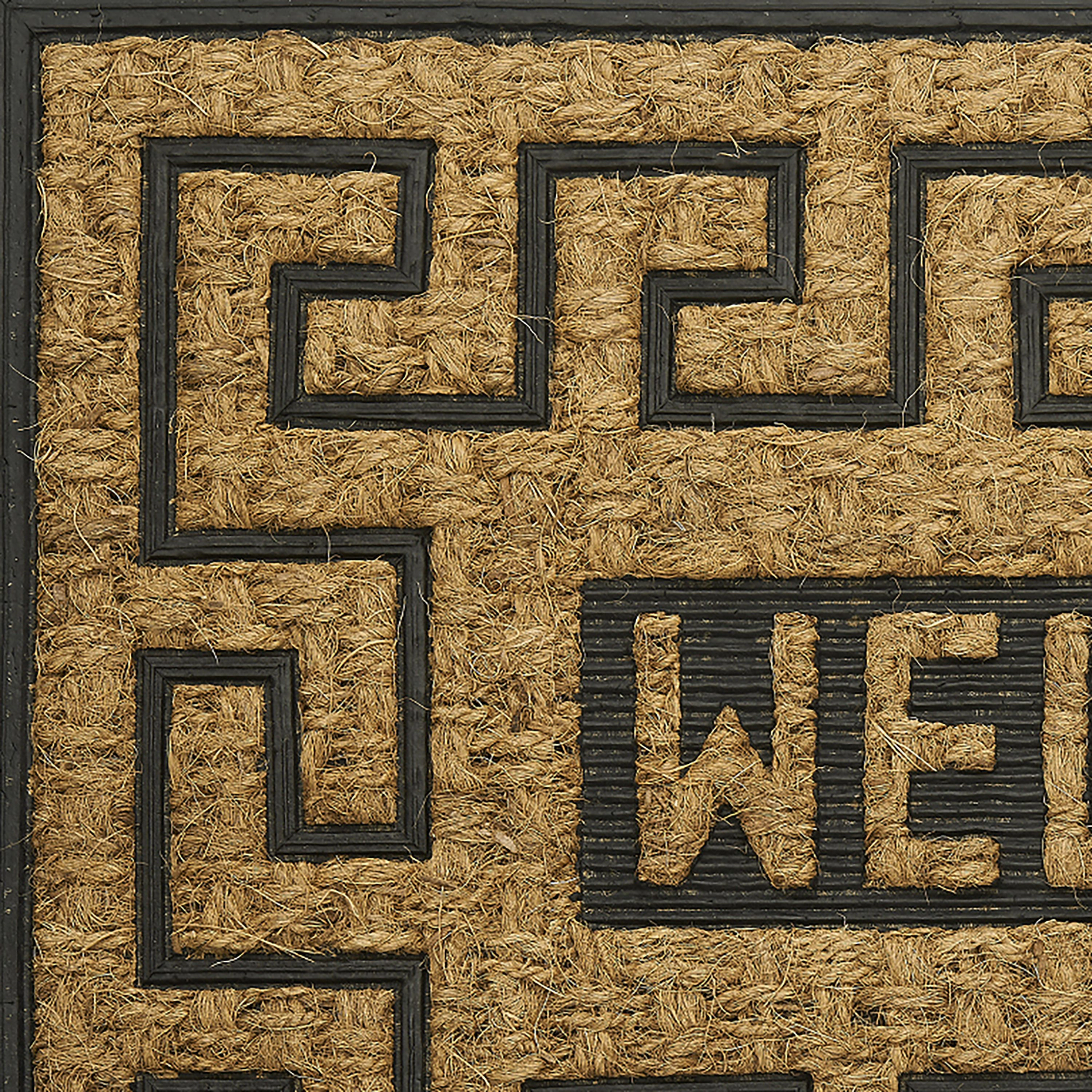 Kate Aurora Yorkville Welcome Ironwork Designed Coir Bristled Outdoor All Season Welcome Mat With Rubber Trim - 18"x30"
