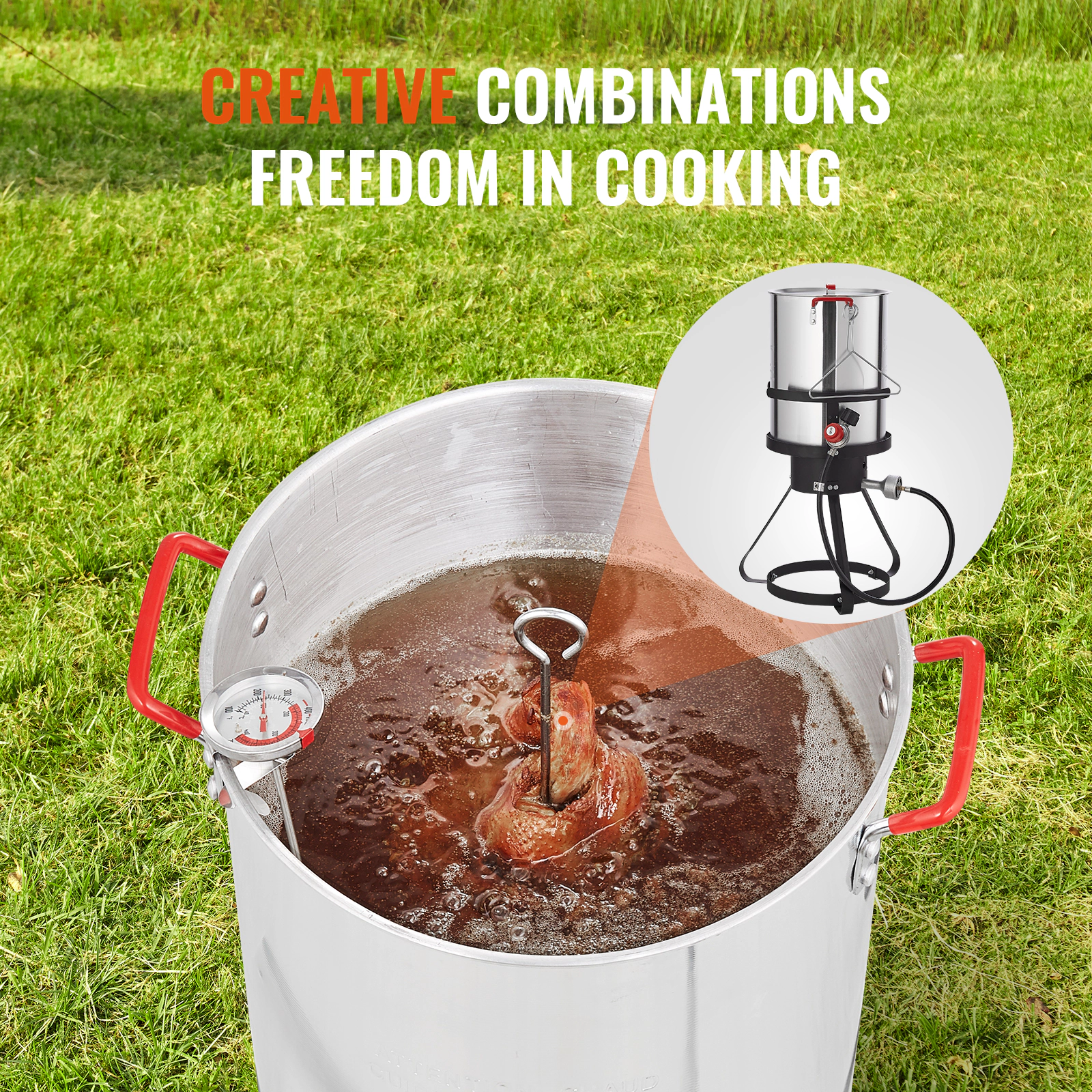 HONGGE Turkey Deep Fryer, 30-qt Turkey Steamer Cooker Set, Outdoor Aluminum Seafood Frying Pot, 54