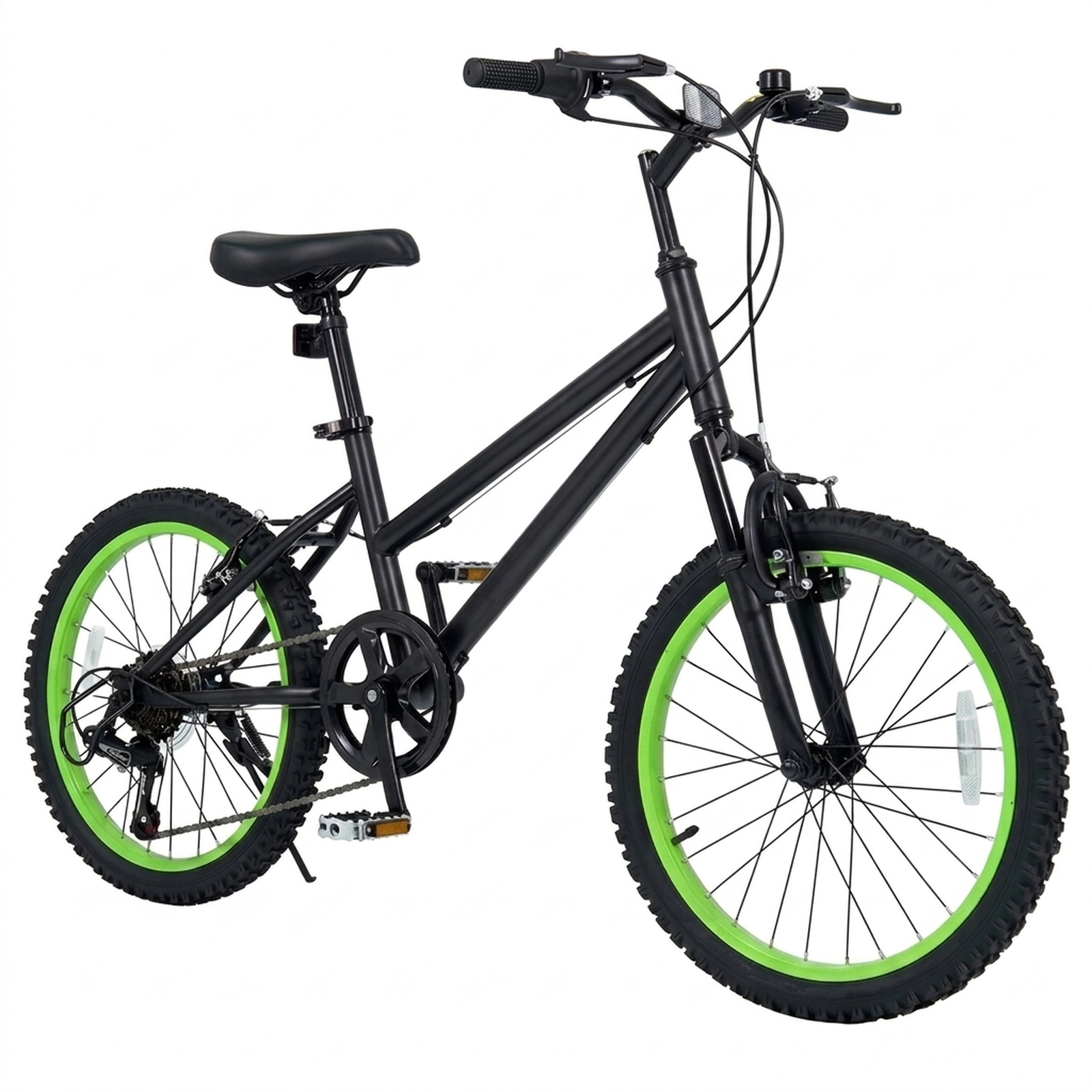 SUGIFT Black Shock Absorbing Fork and Adjustable Seat Kids 20 Inch Mountain Bike 7 Speed