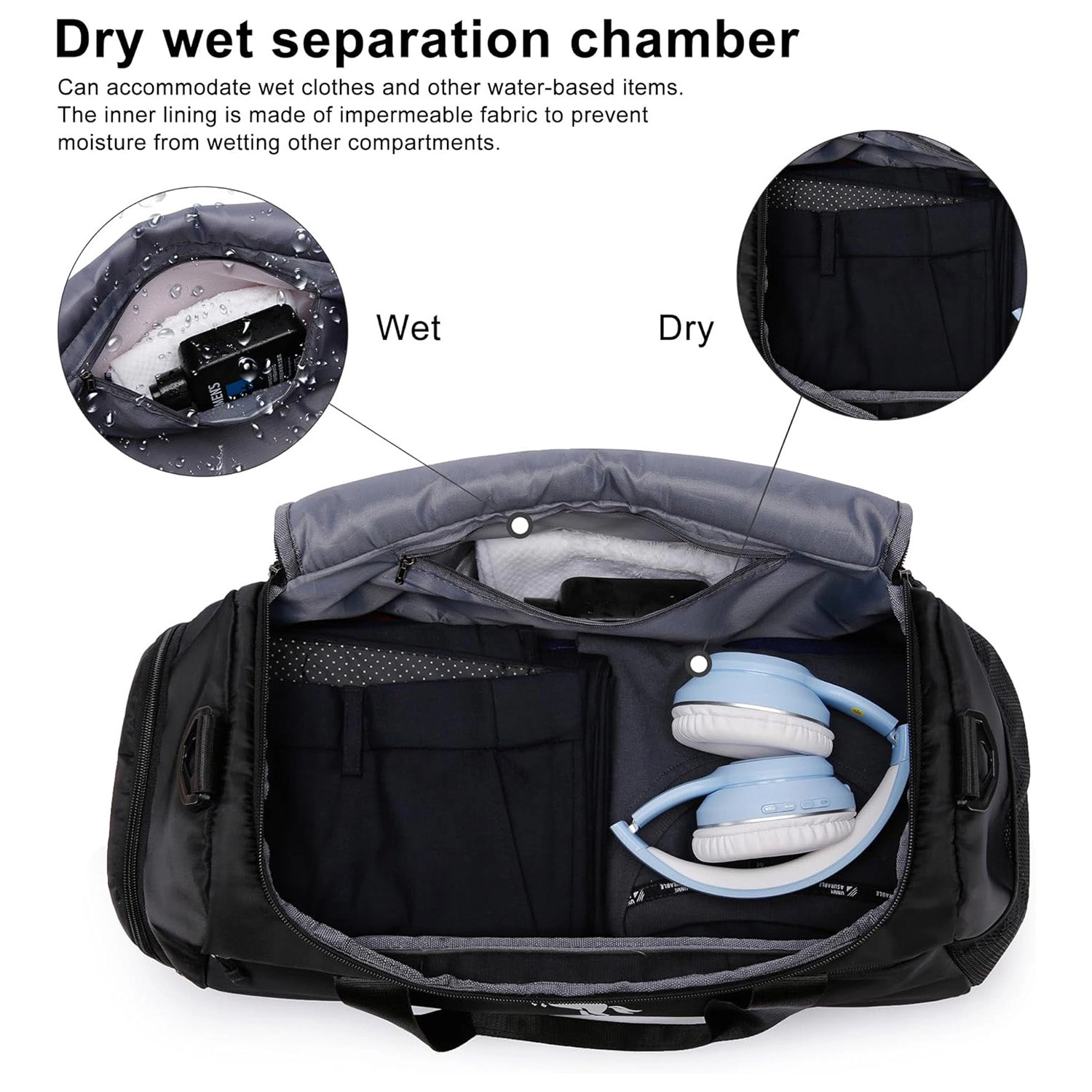 GBruno Waterproof 37L Gym Duffle Bag With Shoe Compartment