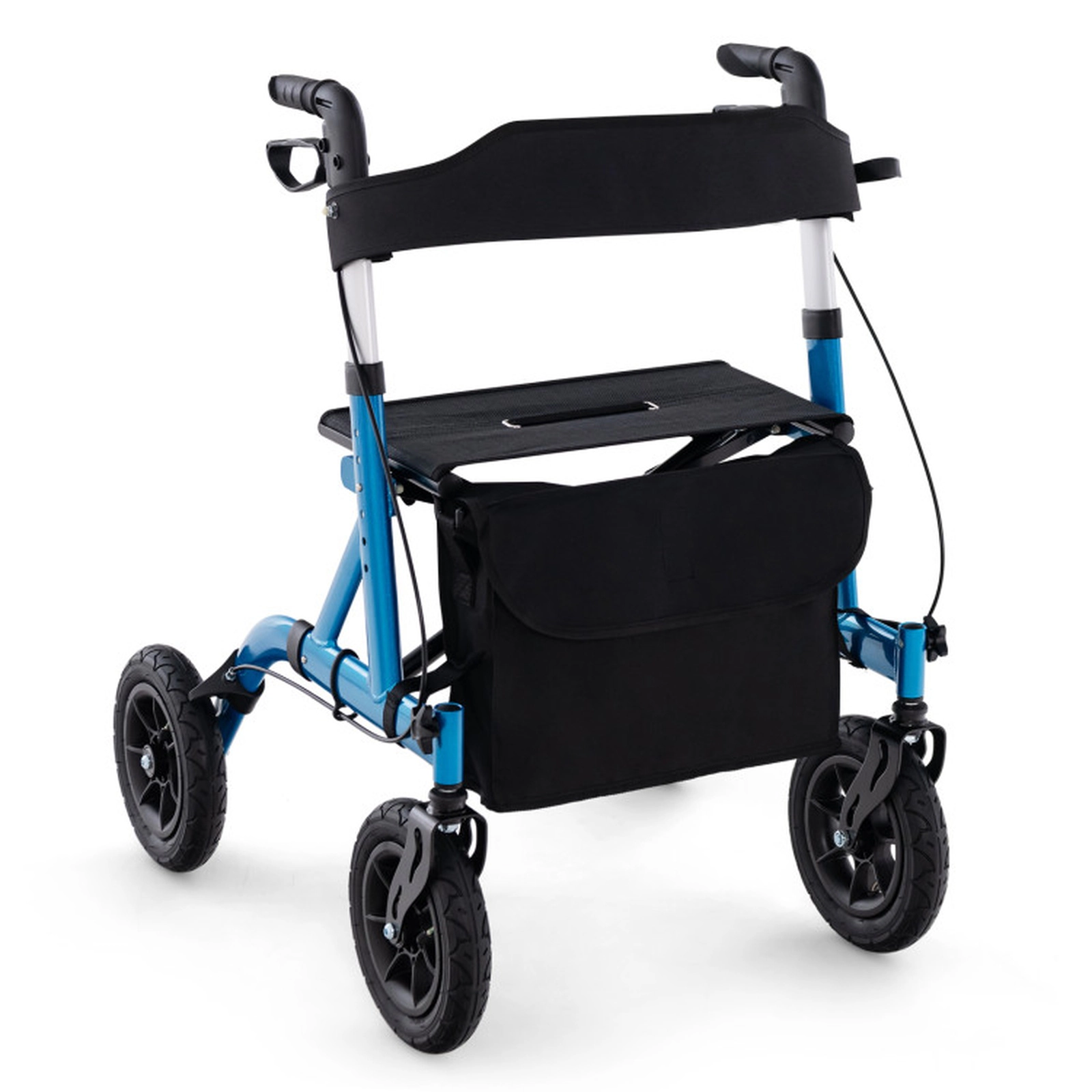 SUGIFT 350-lb Capacity Height Adjustable Folding Rollator Walker with Seat Umbrella Holder and Storage Bag