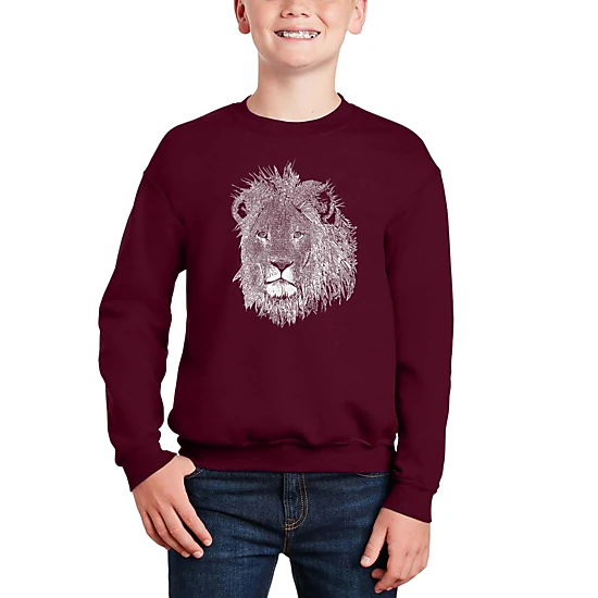 LA Pop Art Boy's Word Art Sweatshirt - Lion
