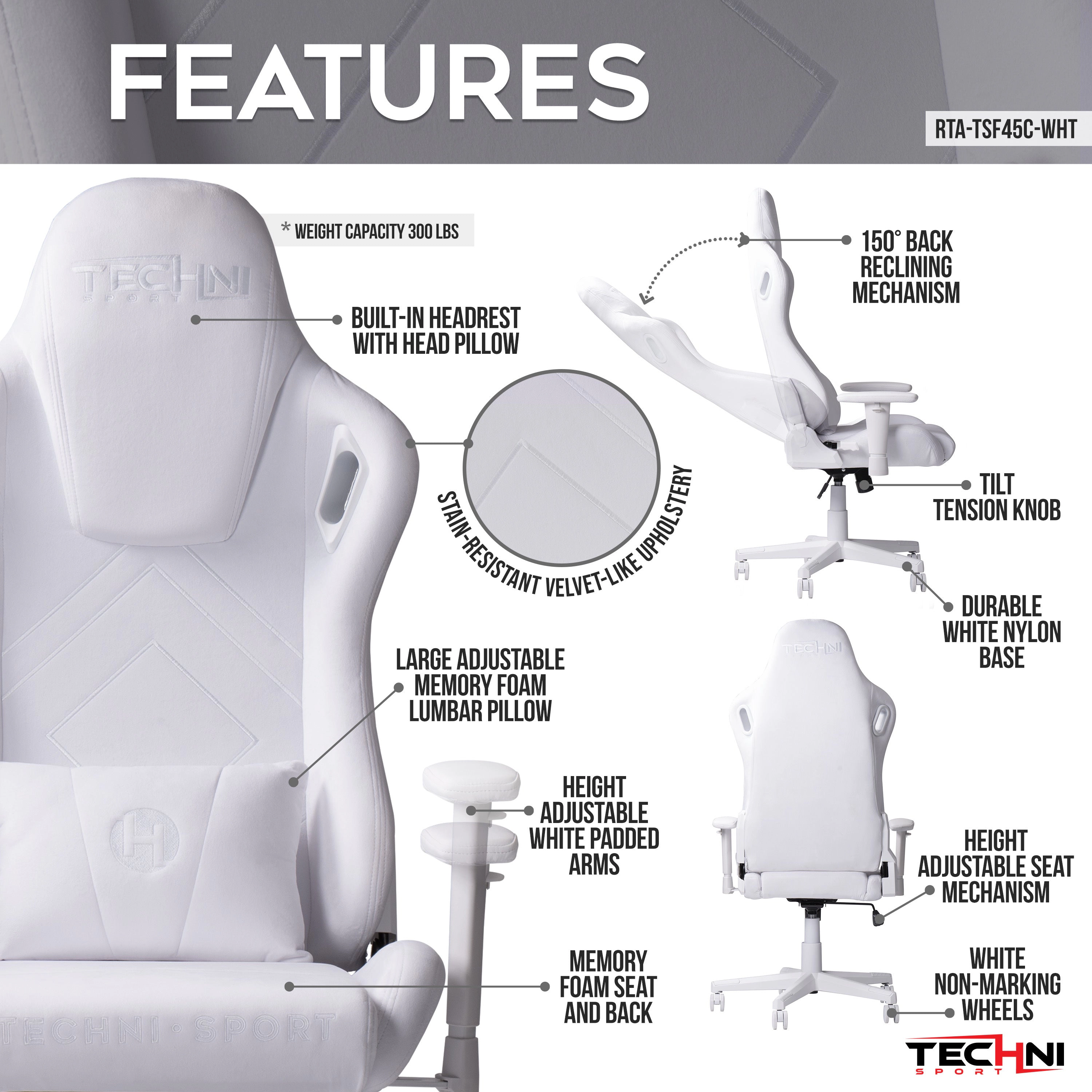 Platinum-Level Gaming Chairs Velvet Memory Foam Gaming Chair with 150° Recline and Adjustable Lumbar