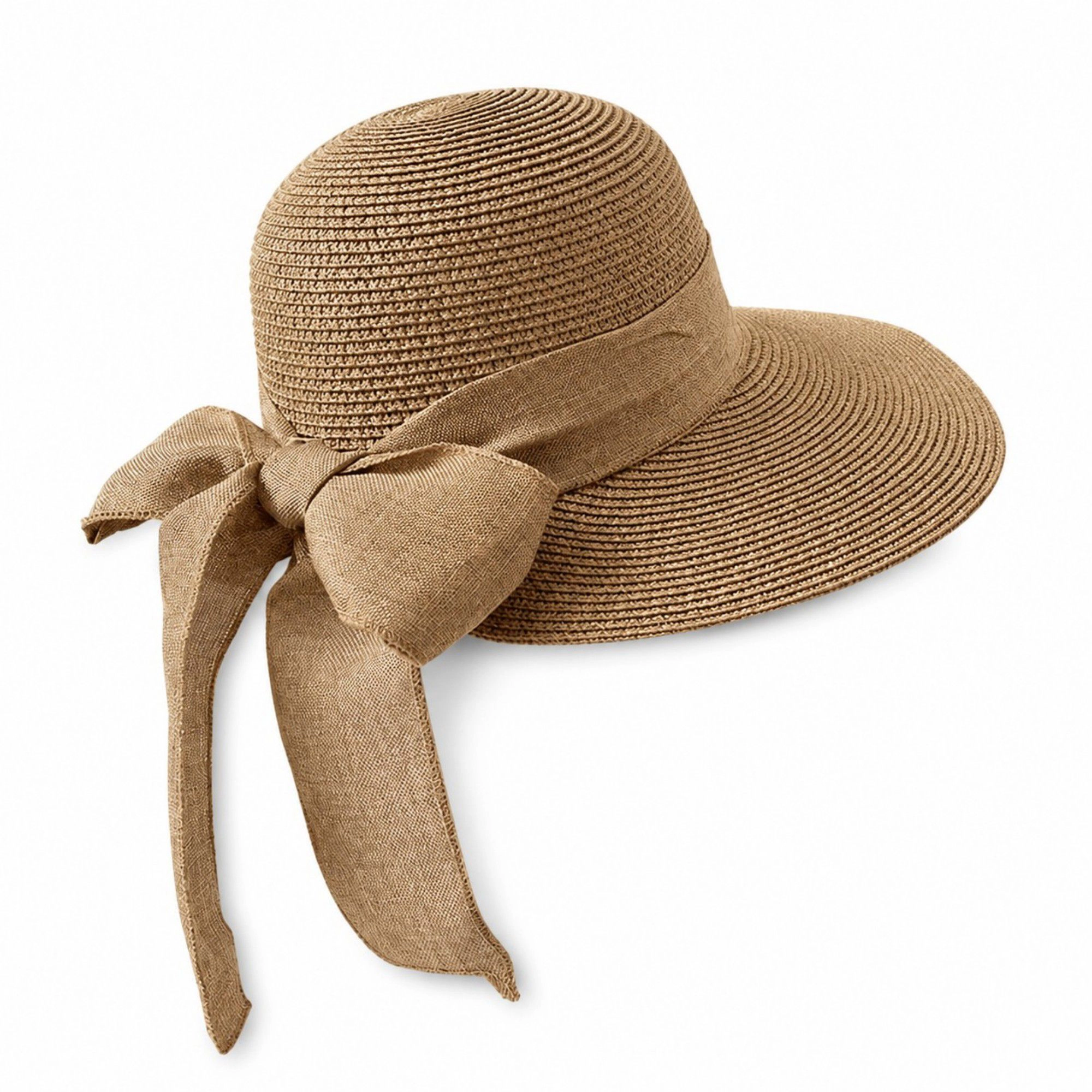 Anna-Kaci Women's Summer Sun Hat for Women - Wide Brim Straw with Elegant Bow Detail