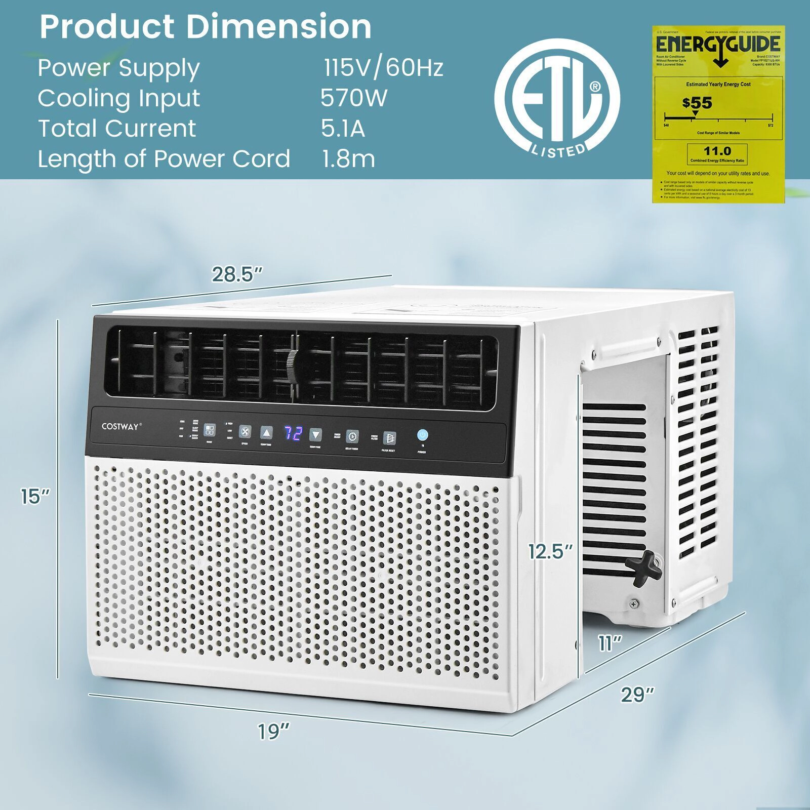 LJG 12000 BTU Window Air Conditioner with Handy Remote